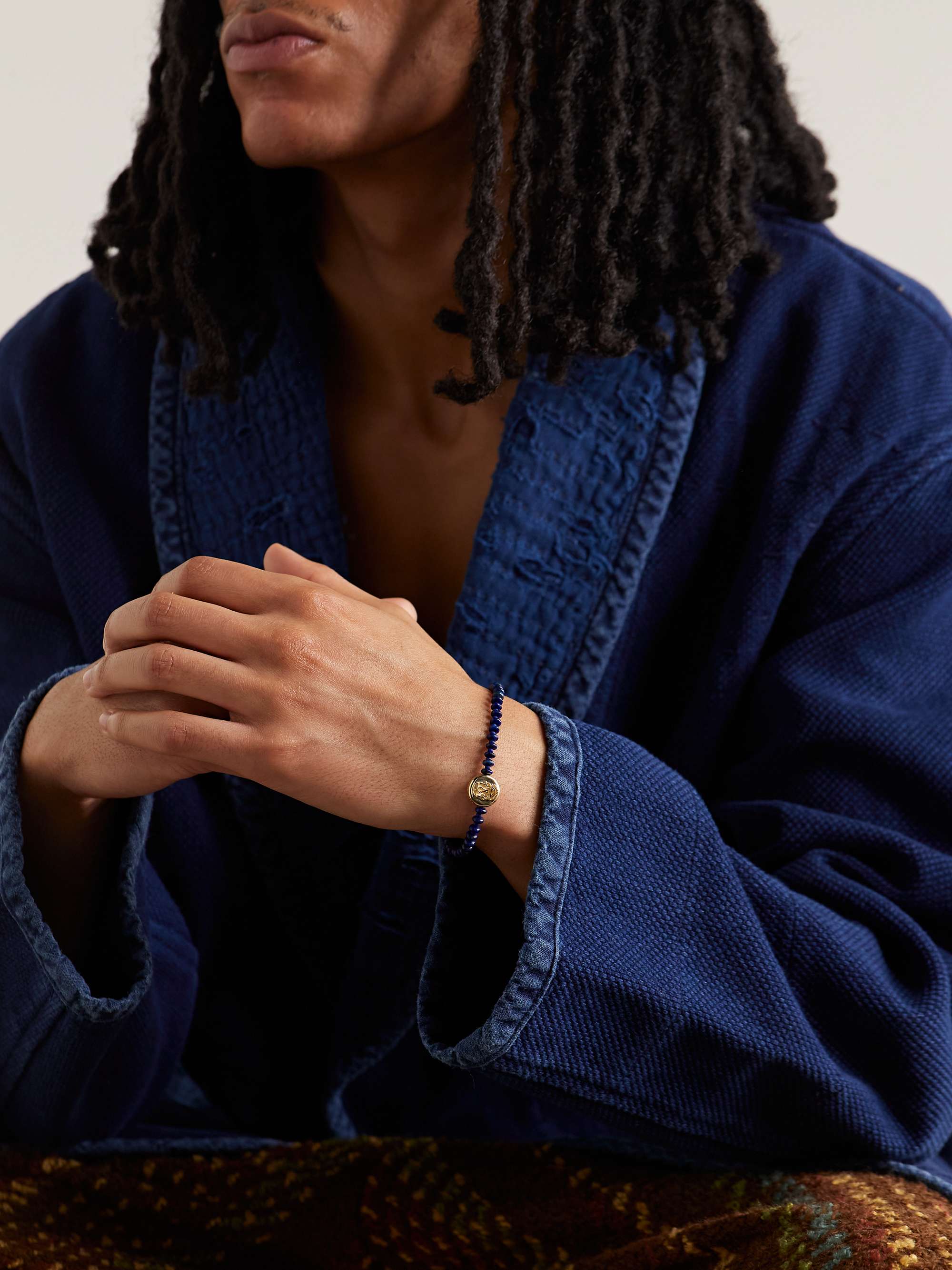 LUIS MORAIS Gold Lapis Lazuli Beaded Bracelet