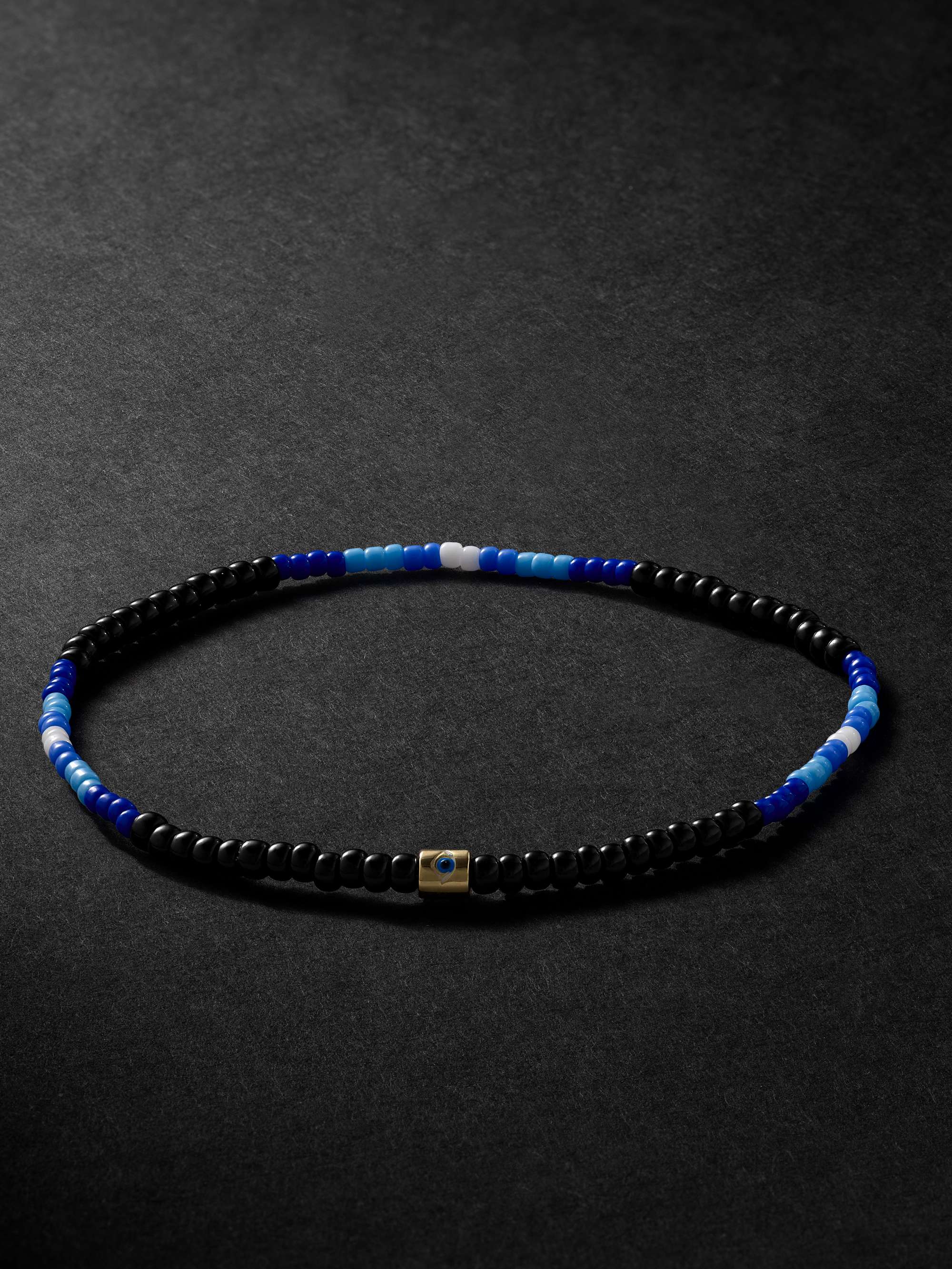 Luis Morais Gold, Enamel, Sapphire and Cord Bracelet - Men - Black Jewelry