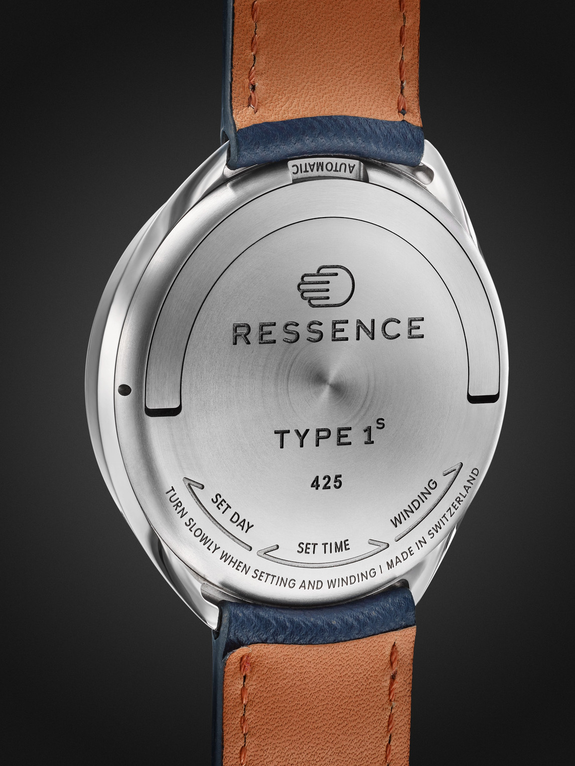 Shop Ressence Type 1 Automatic 42mm Titanium And Leather Watch, Ref. No. Type 1 Slim N In Blue