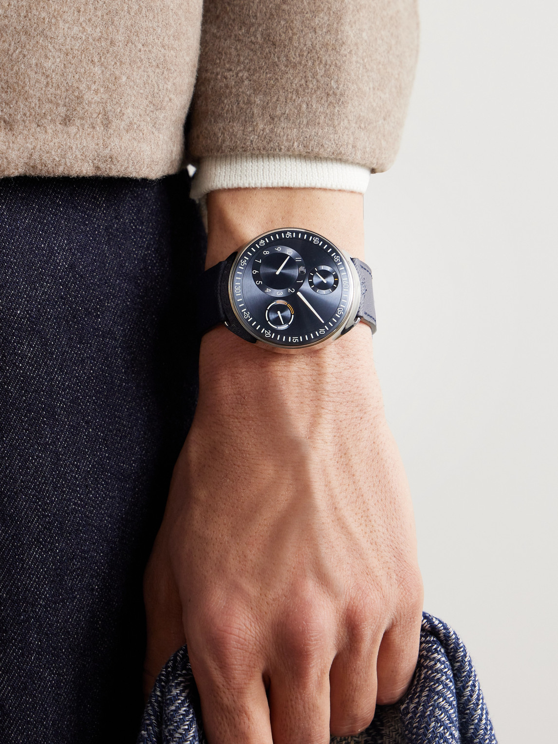 Shop Ressence Type 1 Automatic 42mm Titanium And Leather Watch, Ref. No. Type 1 Slim N In Blue