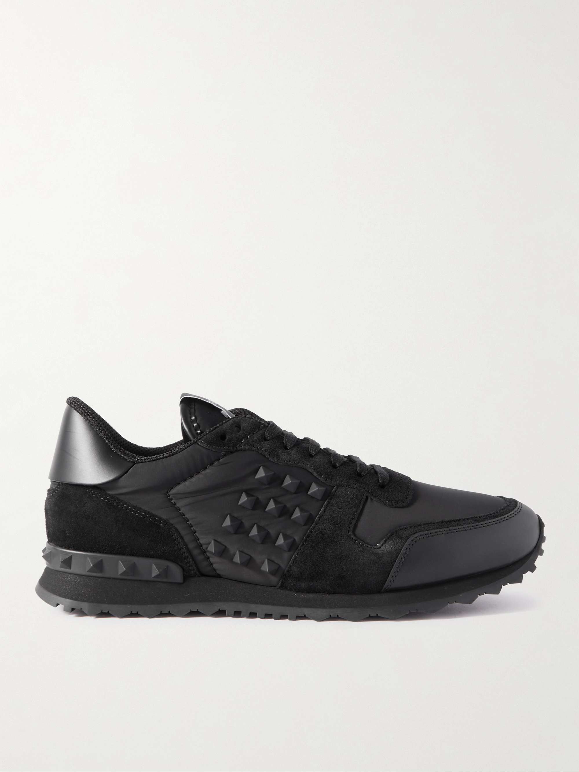 VALENTINO GARAVANI Rockstud Leather, Suede and Shell Sneakers for Men ...