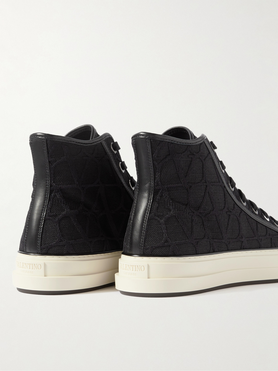 Shop Valentino Toile Canvas High-top Sneakers In Black