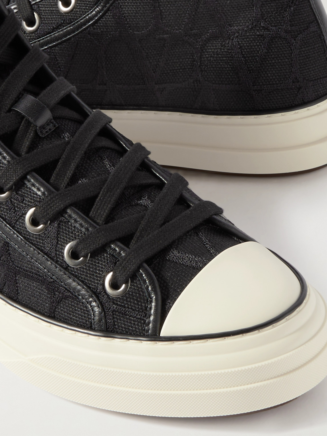 Shop Valentino Toile Canvas High-top Sneakers In Black