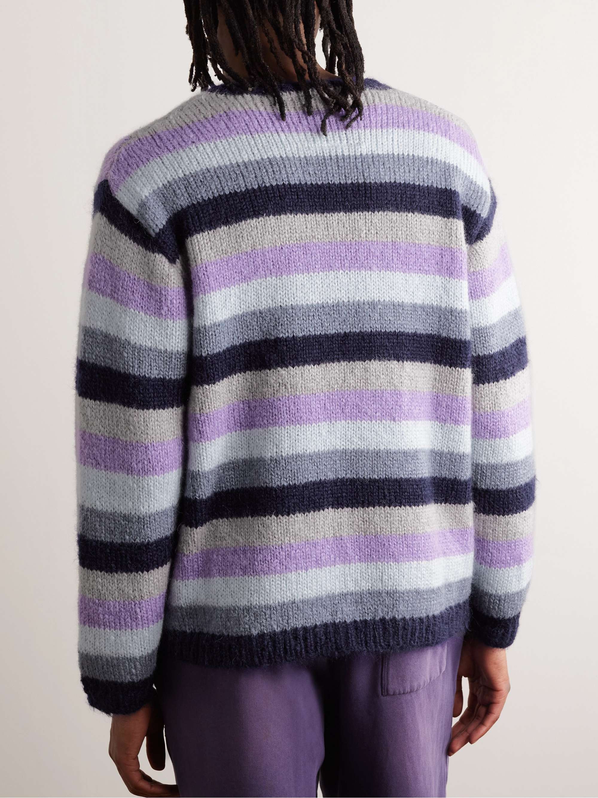 Purple Logo-Embroidered Striped Mohair Sweater | CAMP HIGH | MR PORTER