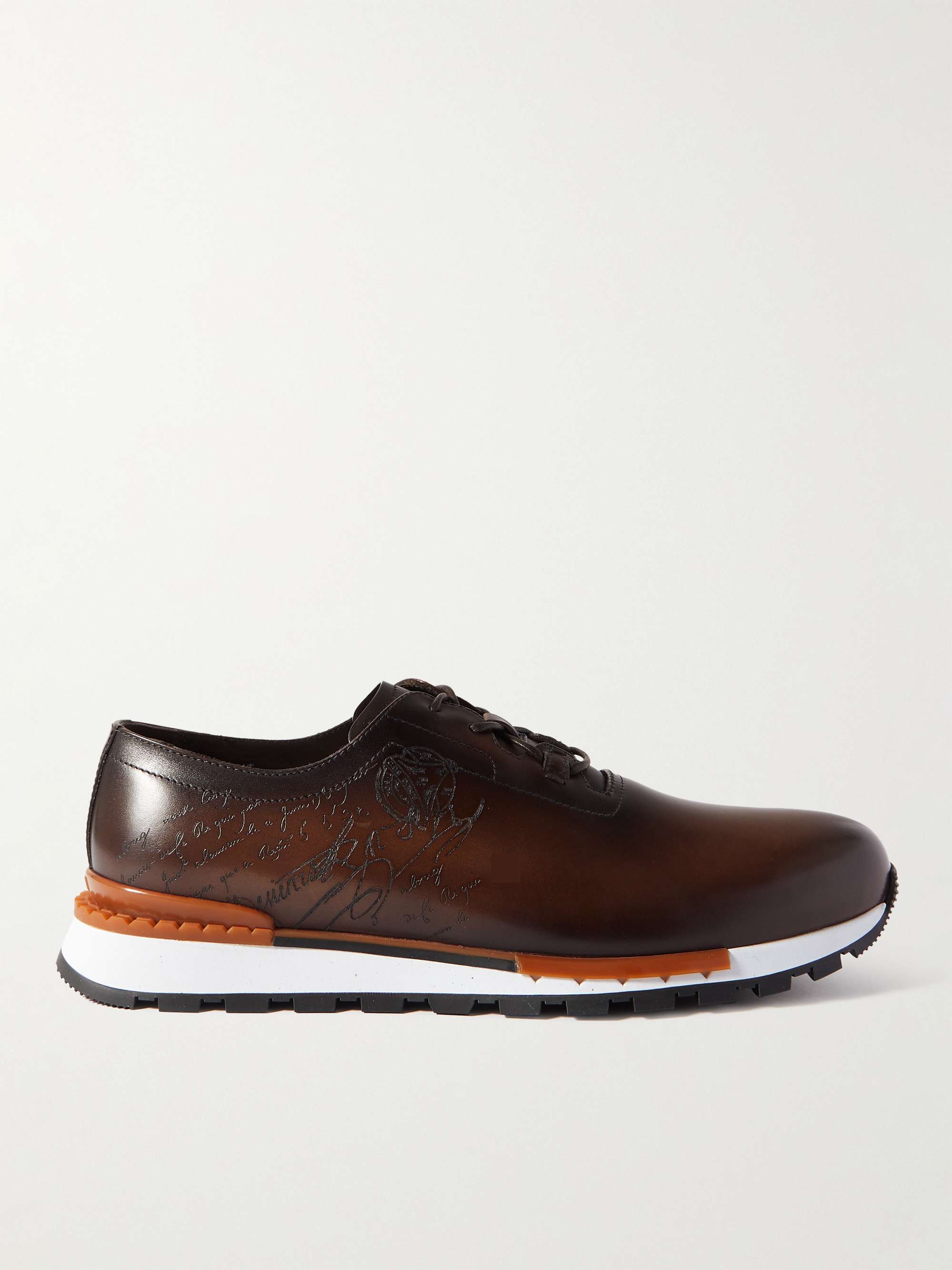 Berluti Men's Shadow Knit Sneaker with Leather Details - Bergdorf Goodman