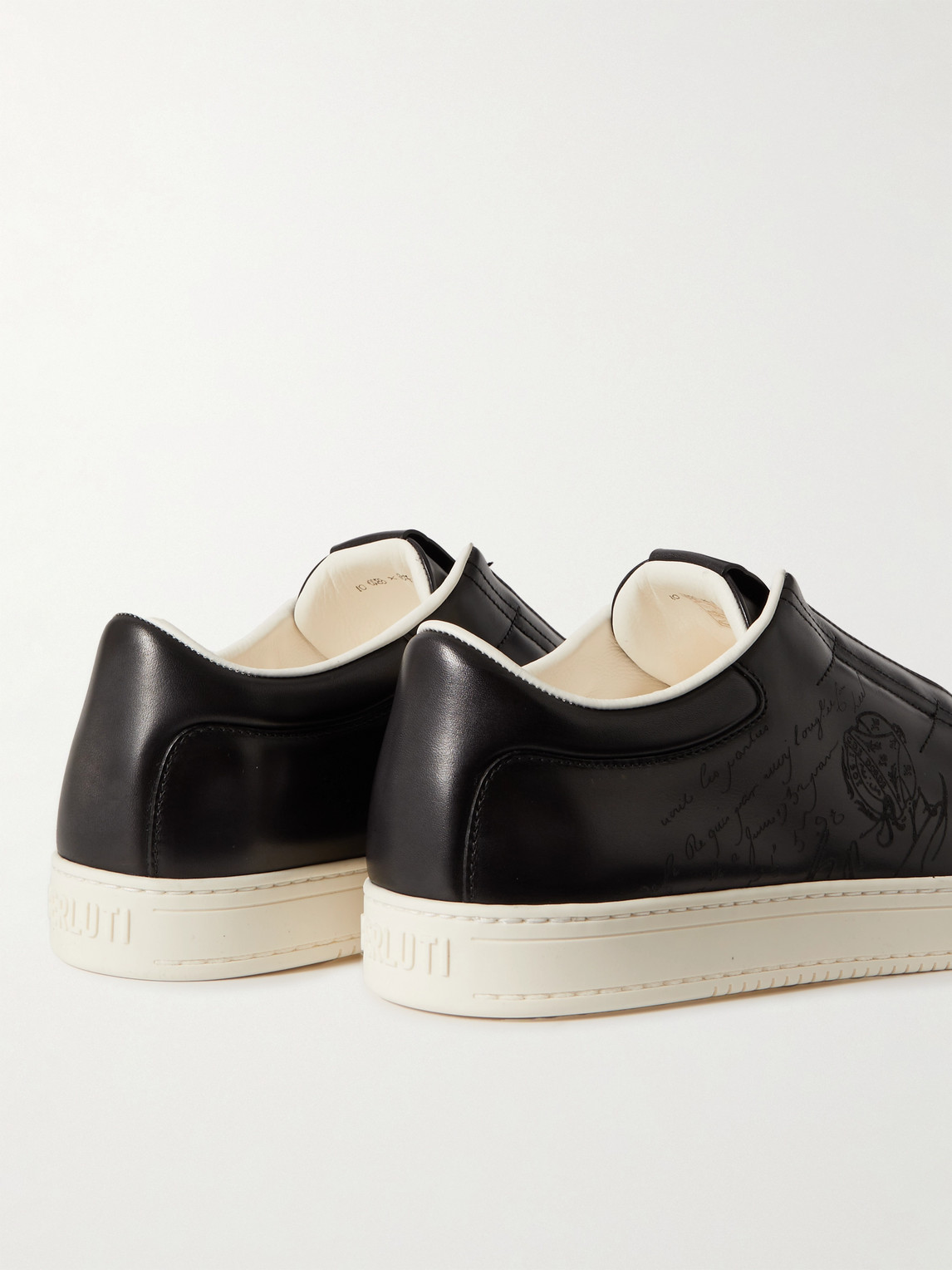 Shop Berluti Playtime Scritto Venezia Leather Slip-on Sneakers In Black