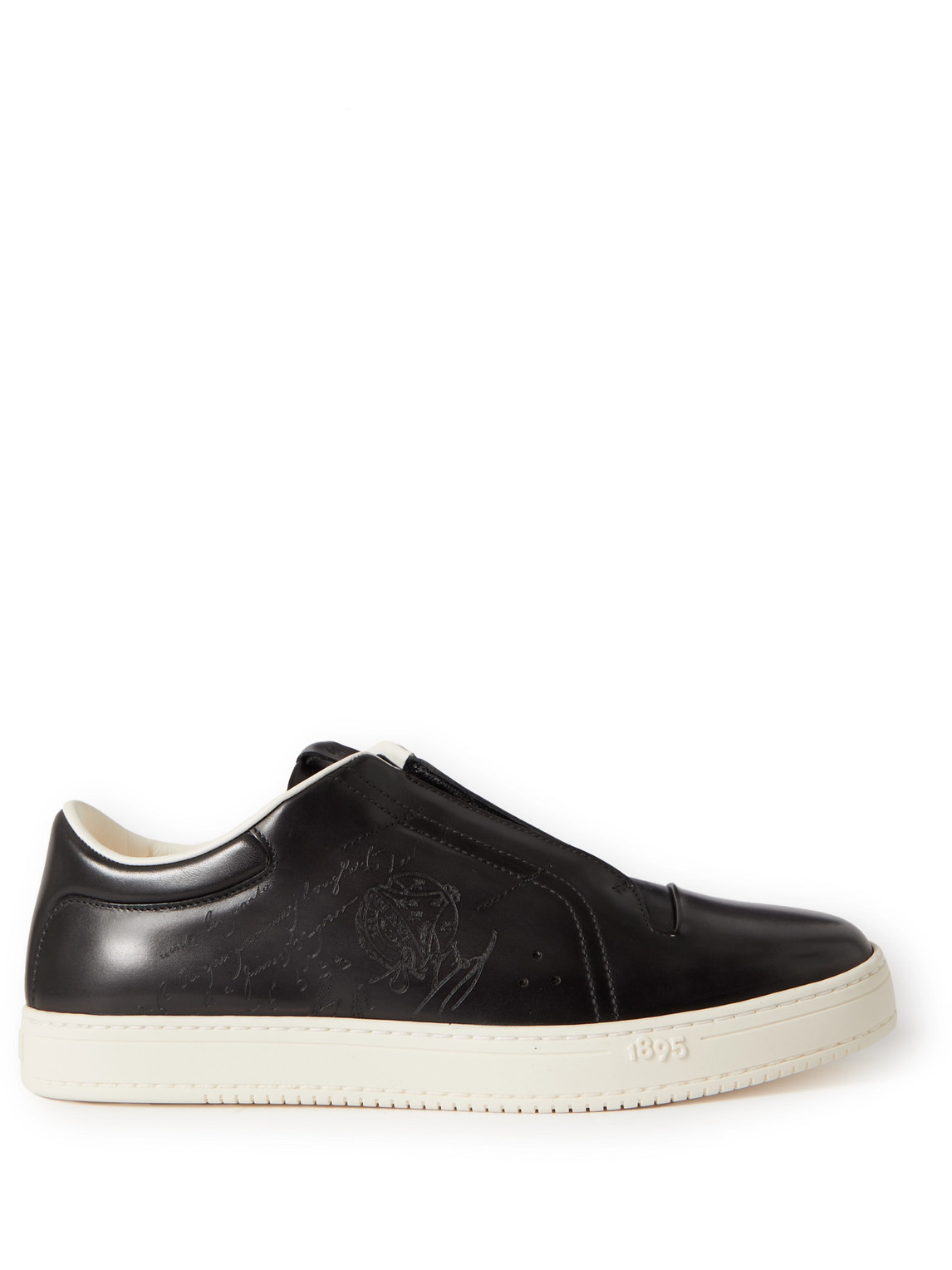 Shop Berluti Playtime Scritto Venezia Leather Slip-on Sneakers In Black