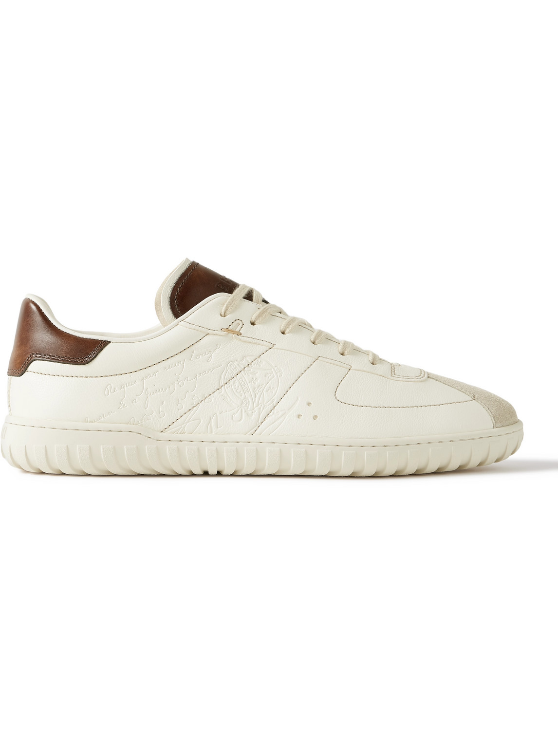 Trainer Scritto Suede-Trimmed Venezia Leather Sneakers