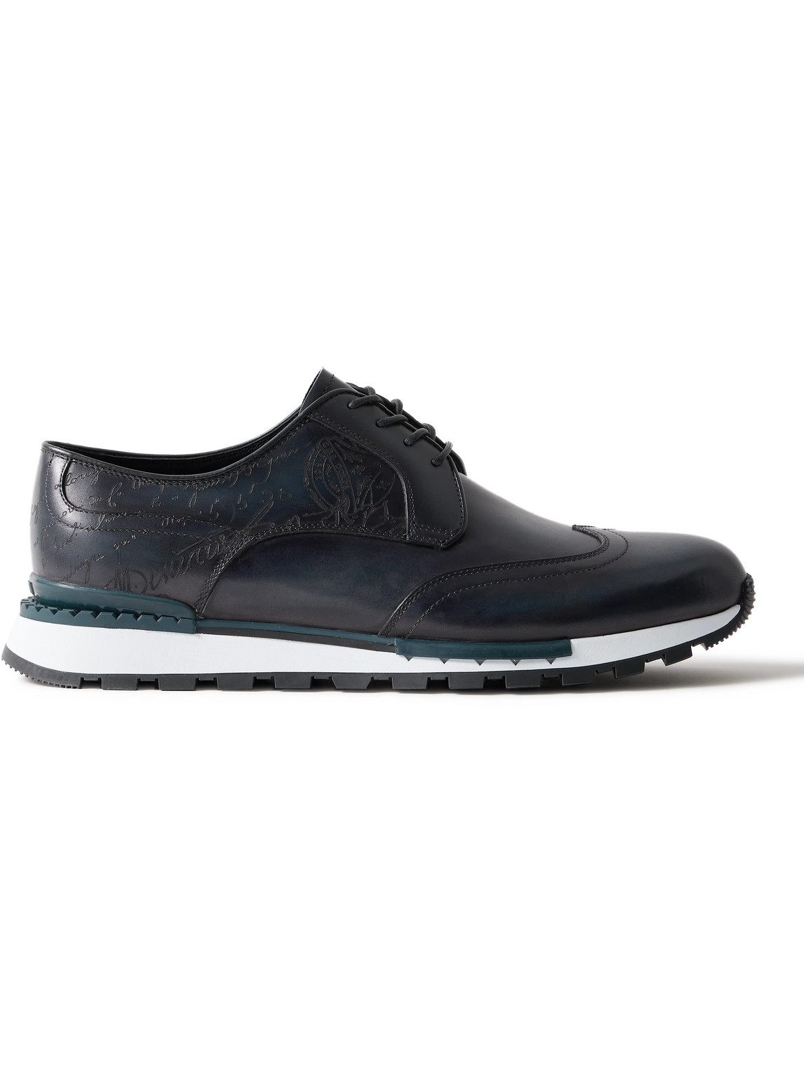 Berluti Fast Track Scritto Venezia Leather Sneakers In Blue