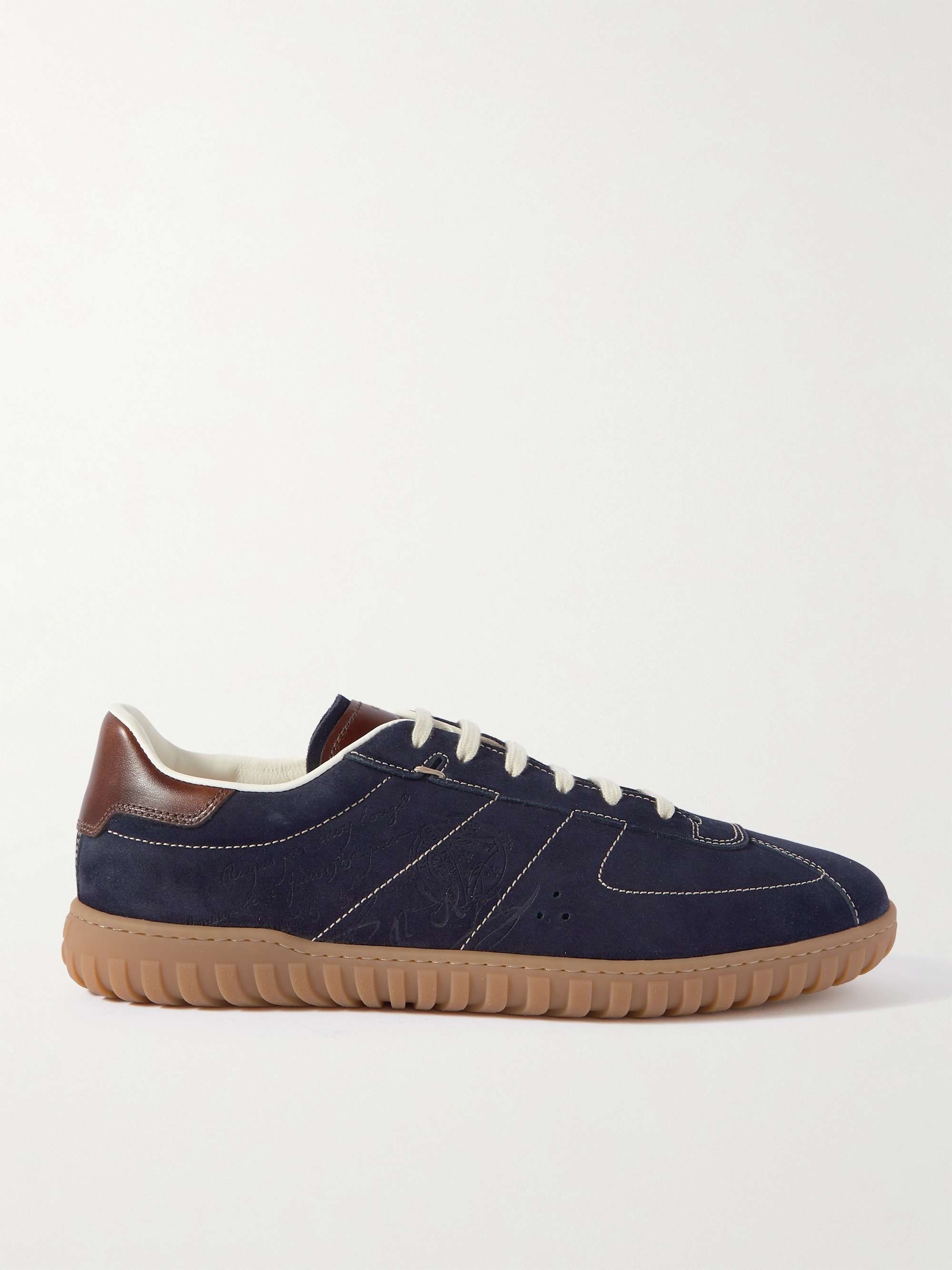 BERLUTI Scritto Venezia Leather-Trimmed Suede Sneakers for Men | MR PORTER