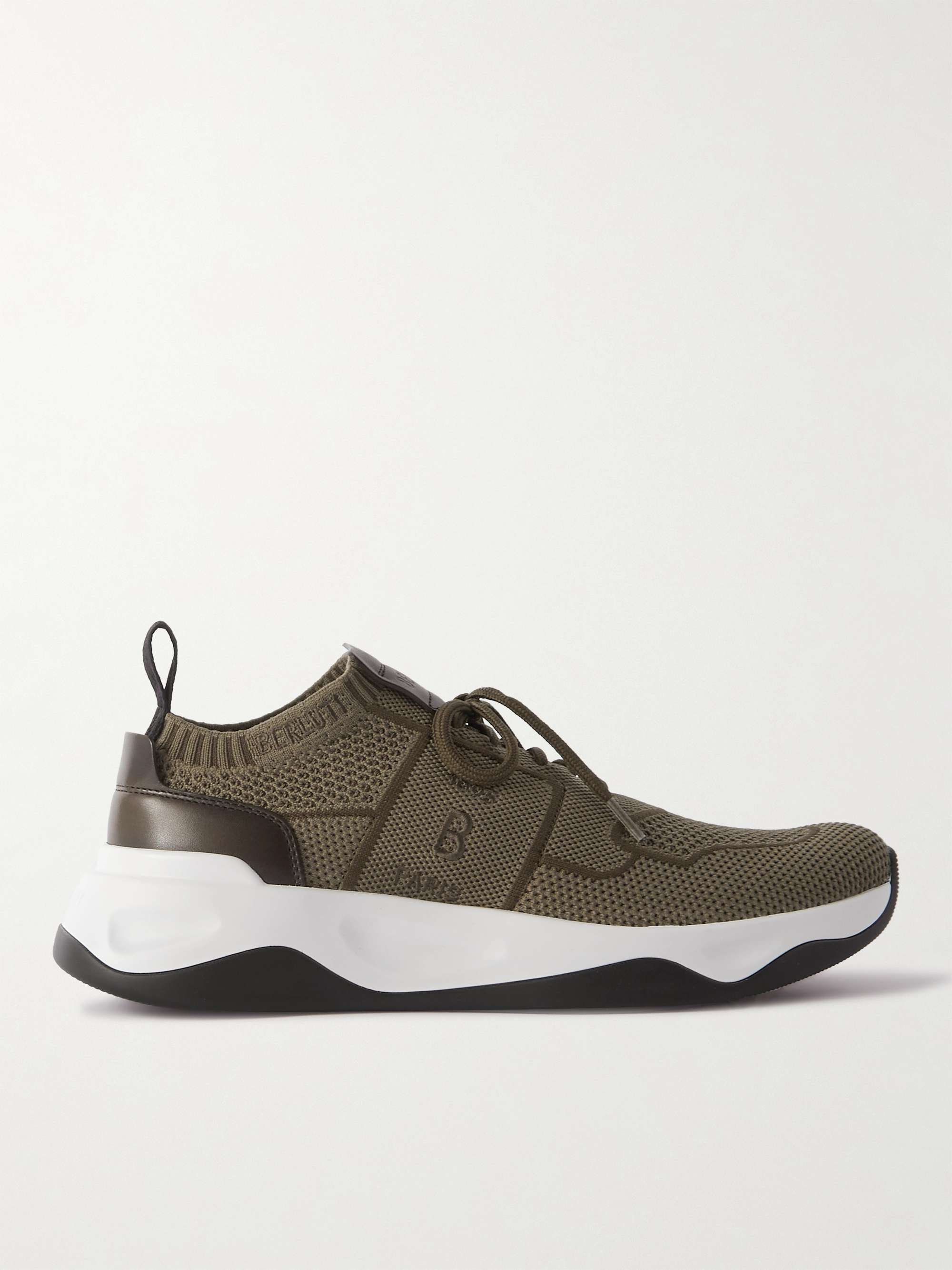 Berluti Men's Shadow Knit and Leather Sneaker