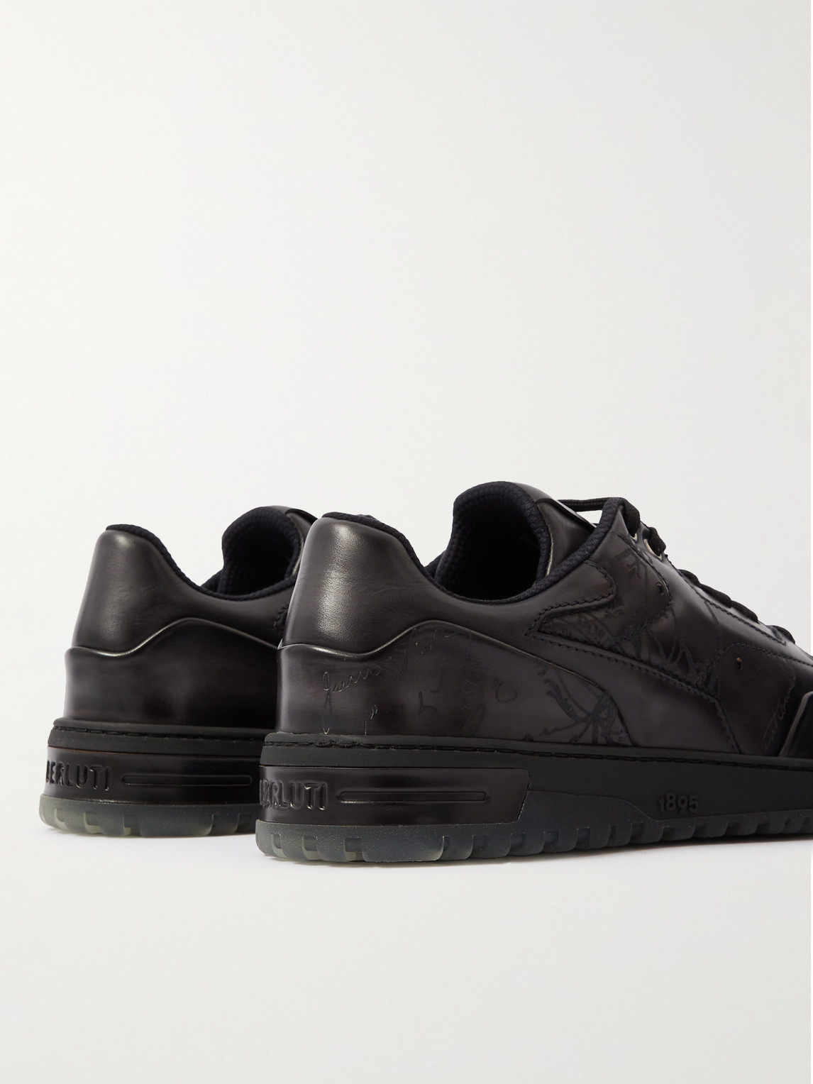 Shop Berluti Playoff Scritto Venezia Leather Sneakers In Black