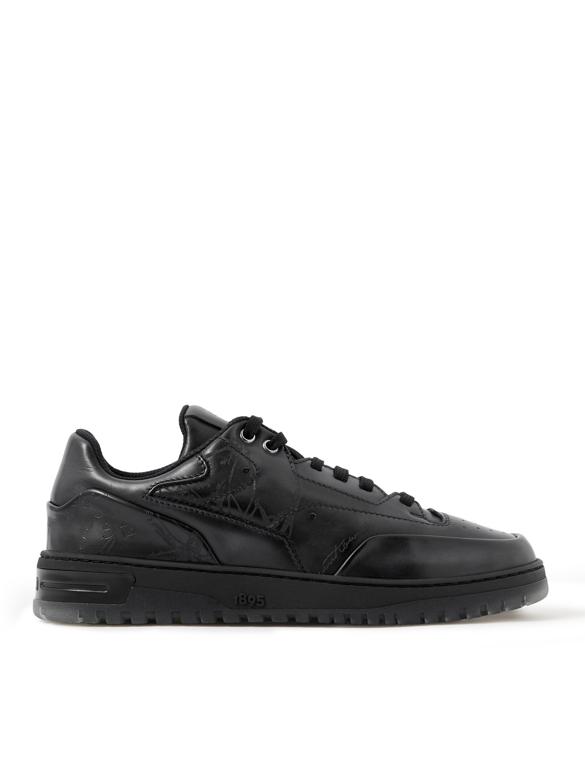Shop Berluti Playoff Scritto Venezia Leather Sneakers In Black