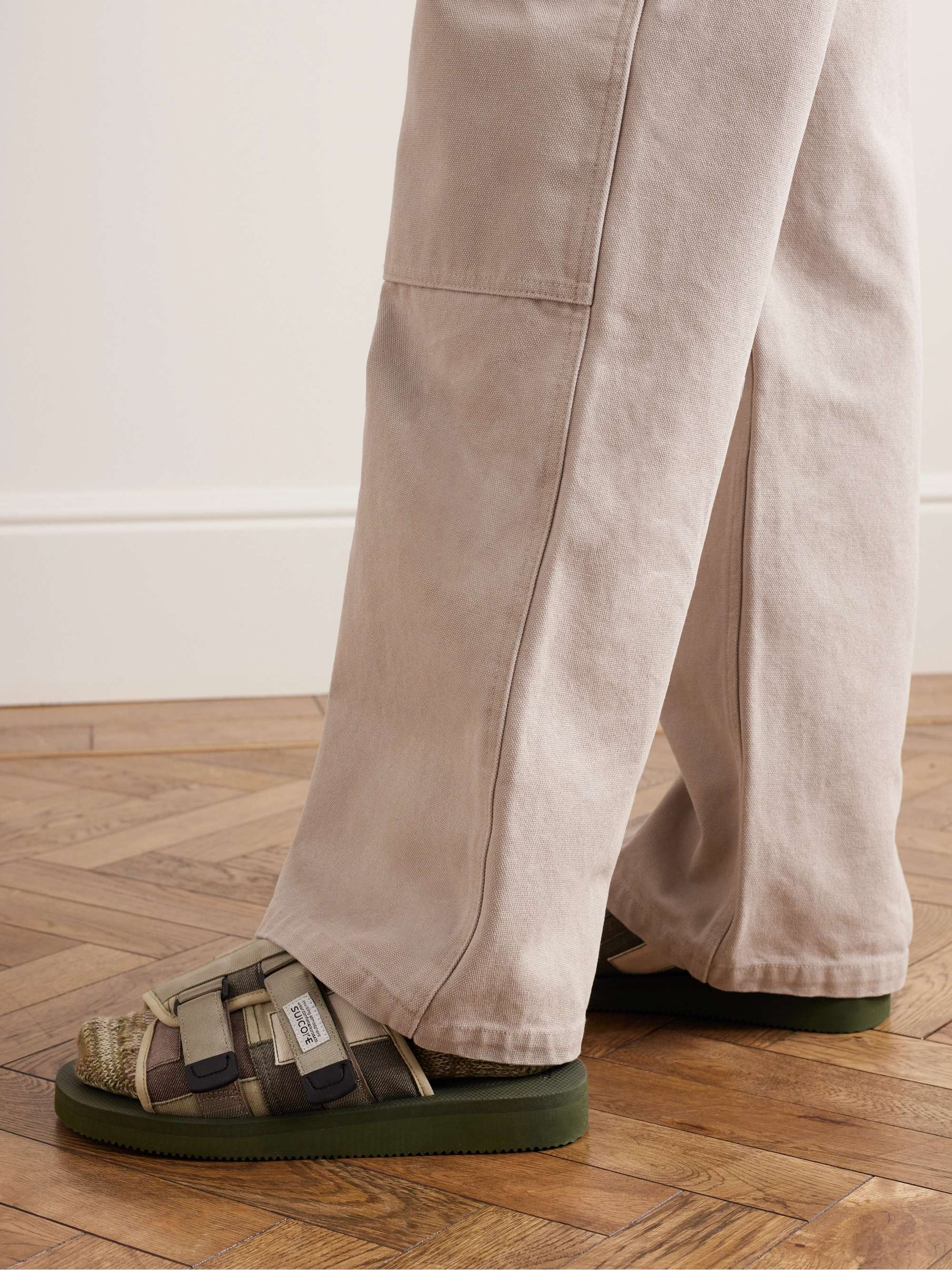 SUICOKE KAW-VS Webbing-Trimmed Suede Sandals
