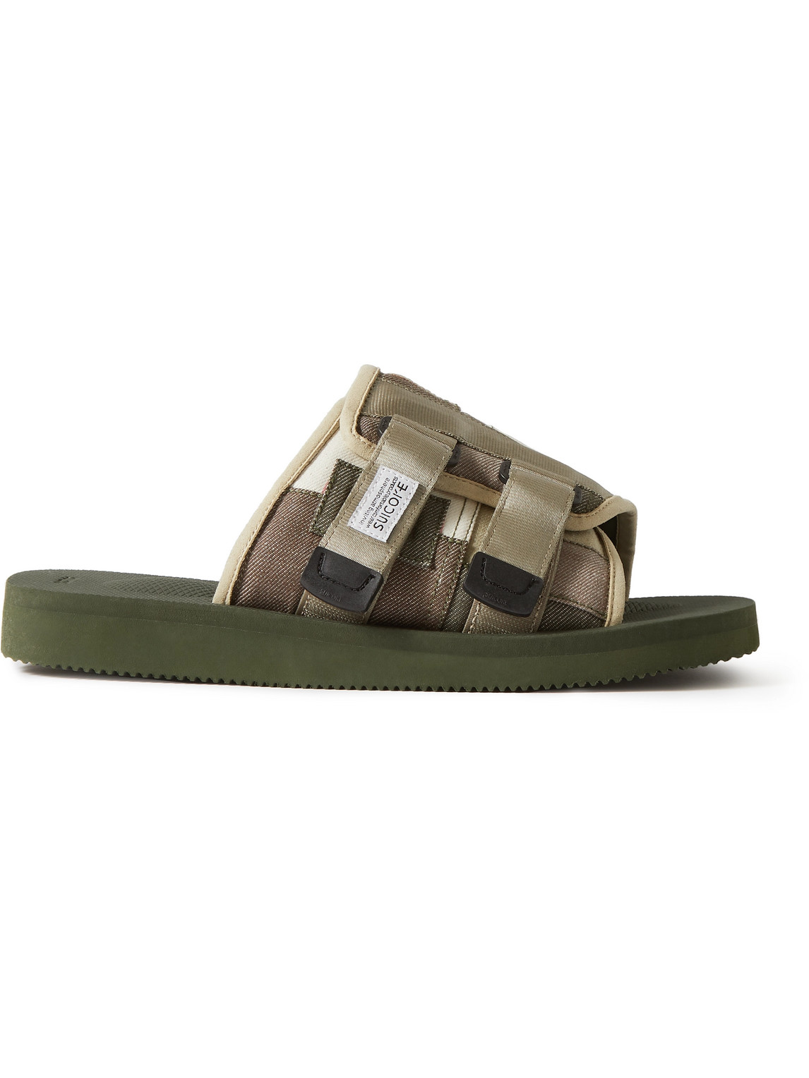 Suicoke Kaw-vs Webbing-trimmed Suede Sandals In Green