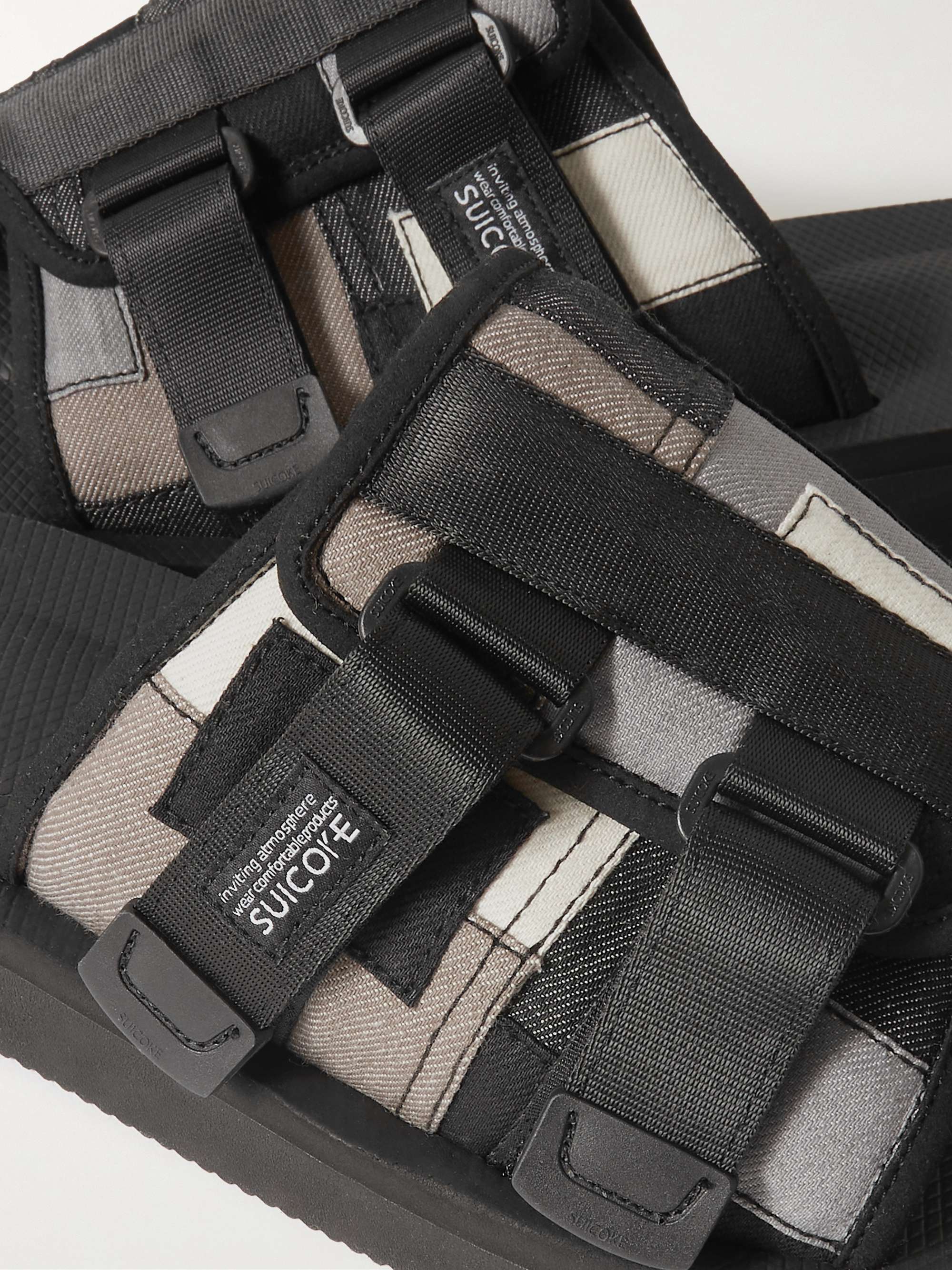 SUICOKE KAW-VS Webbing-Trimmed Suede Sandals
