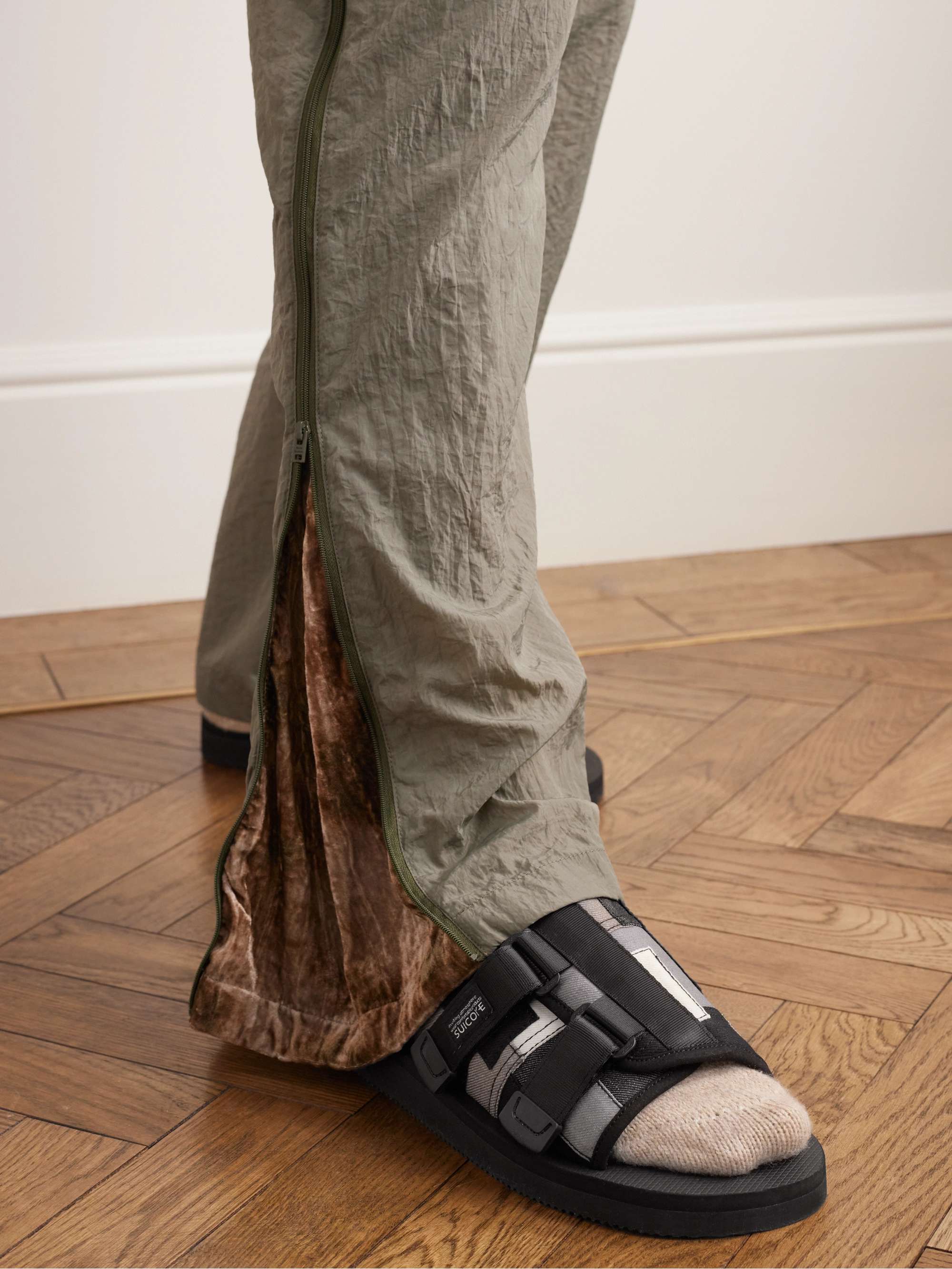 SUICOKE KAW-VS Webbing-Trimmed Suede Sandals