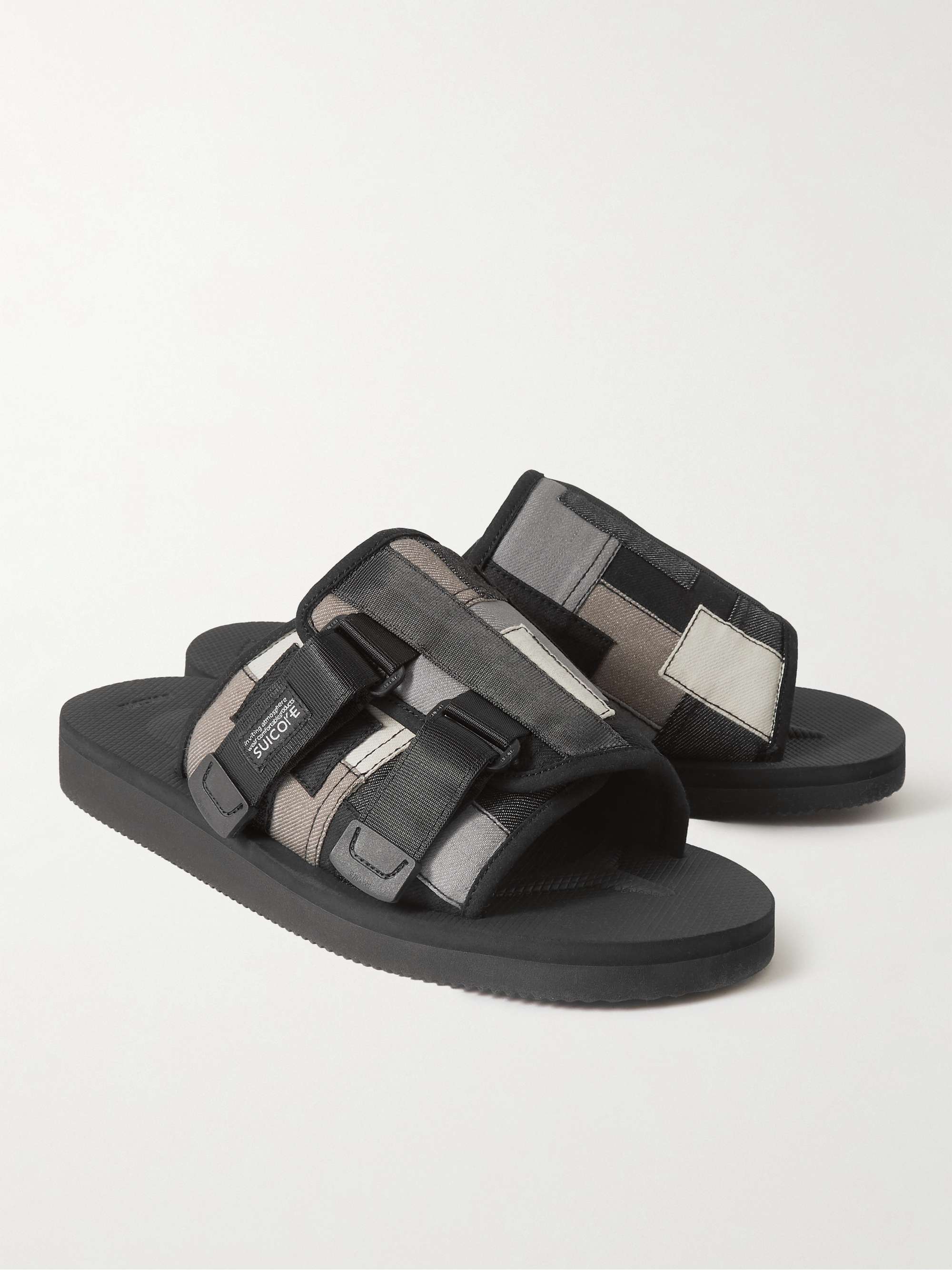 SUICOKE KAW-VS Webbing-Trimmed Suede Sandals