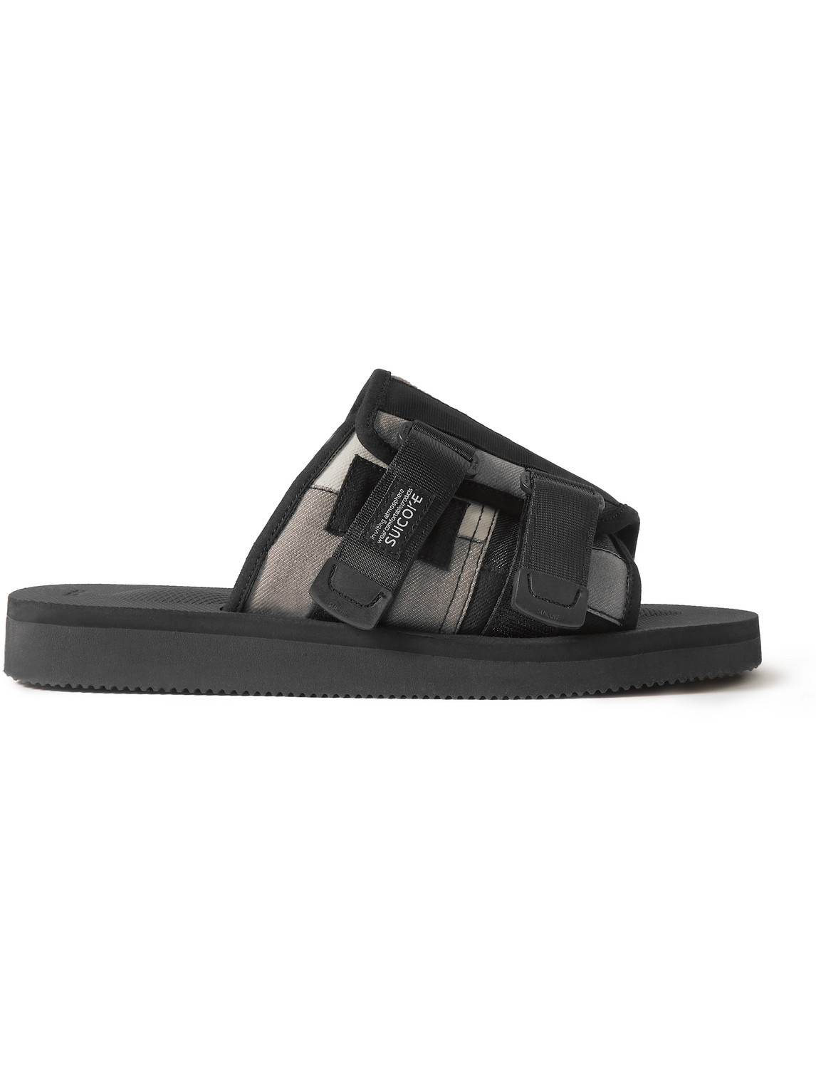 SUICOKE - KAW-VS Webbing and Suede-Trimmed Denim Sandals - Men - Black - US 6