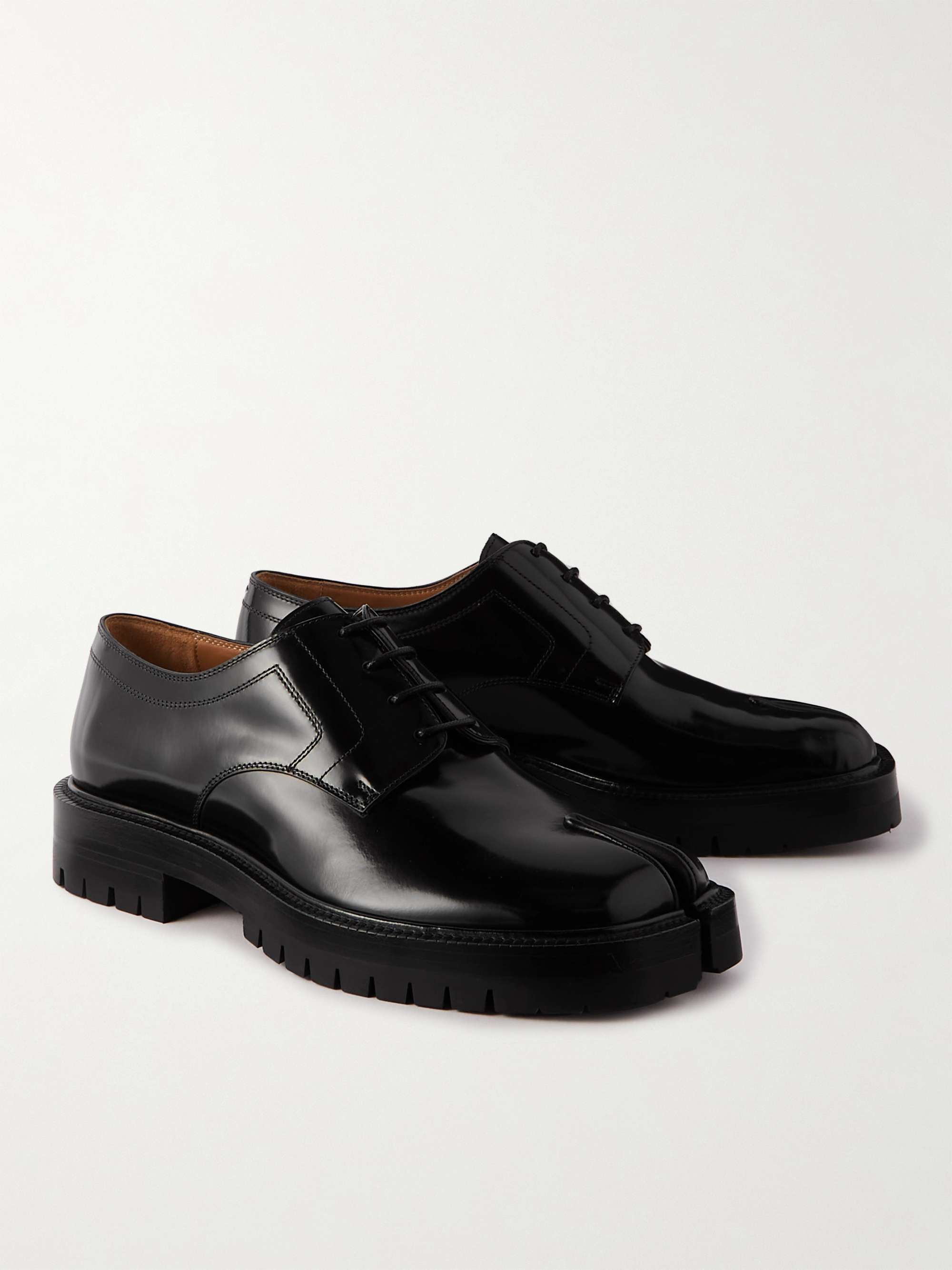 MAISON MARGIELA Tabi Split-Toe Polished-Leather Derby Shoes for Men ...