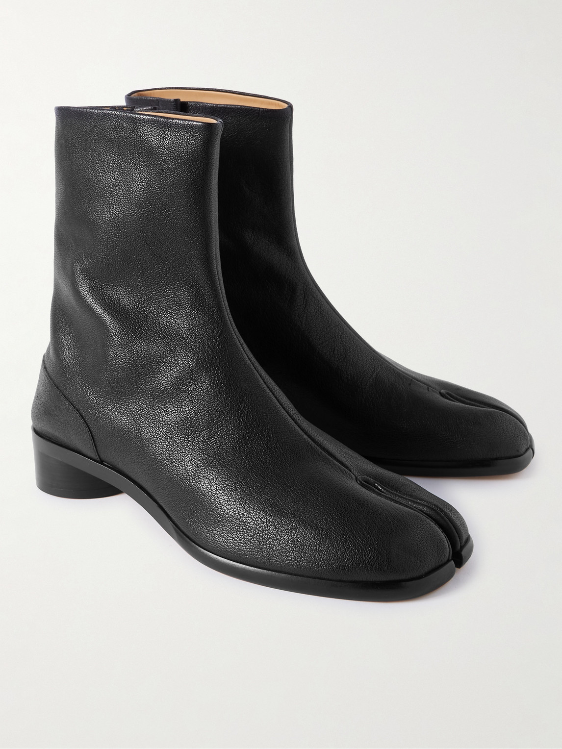 Maison Margiela Black Leather Tabi Ankle Boots | ModeSens