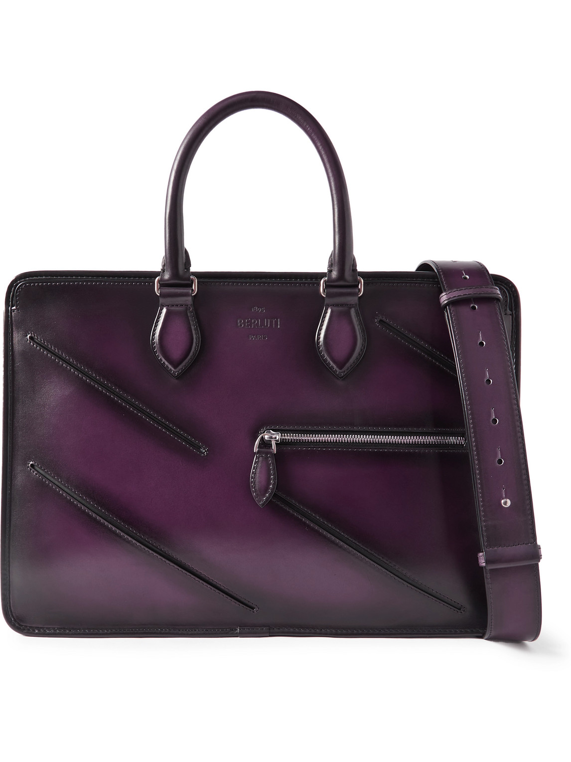 Berluti Un Jour Mini Venezia Leather Briefcase In Purple