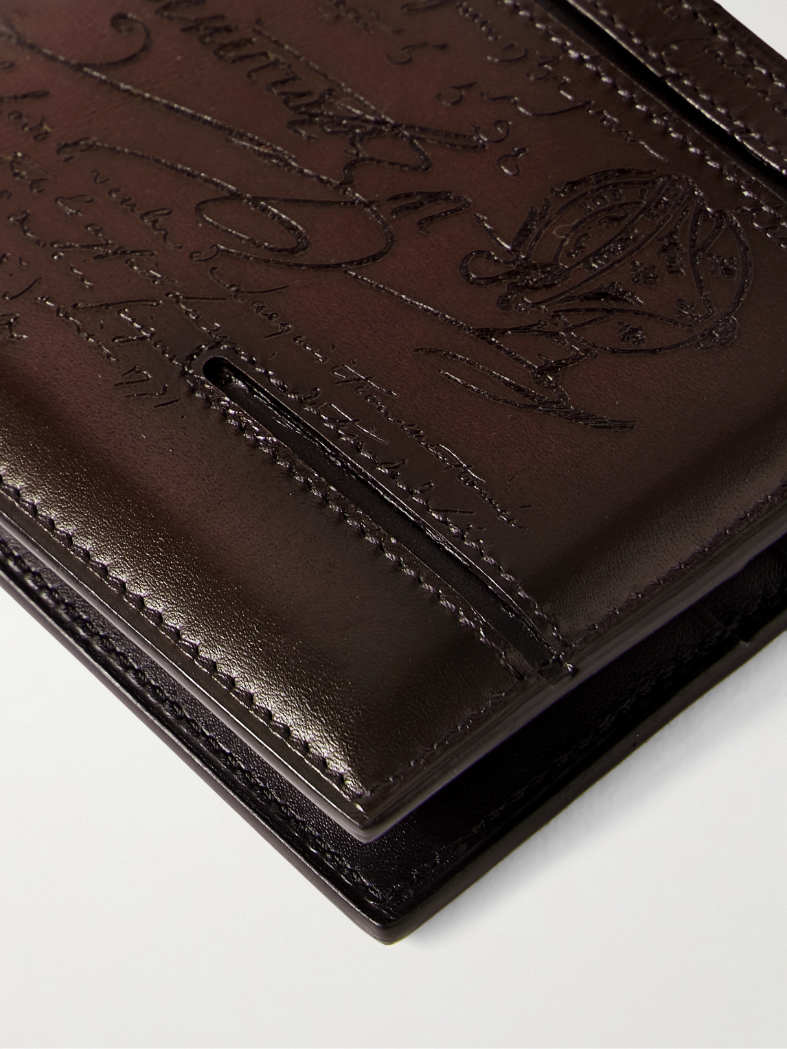 Shop Berluti Makore Neo Taglio Scritto Venezia Leather Billfold Wallet In Brown