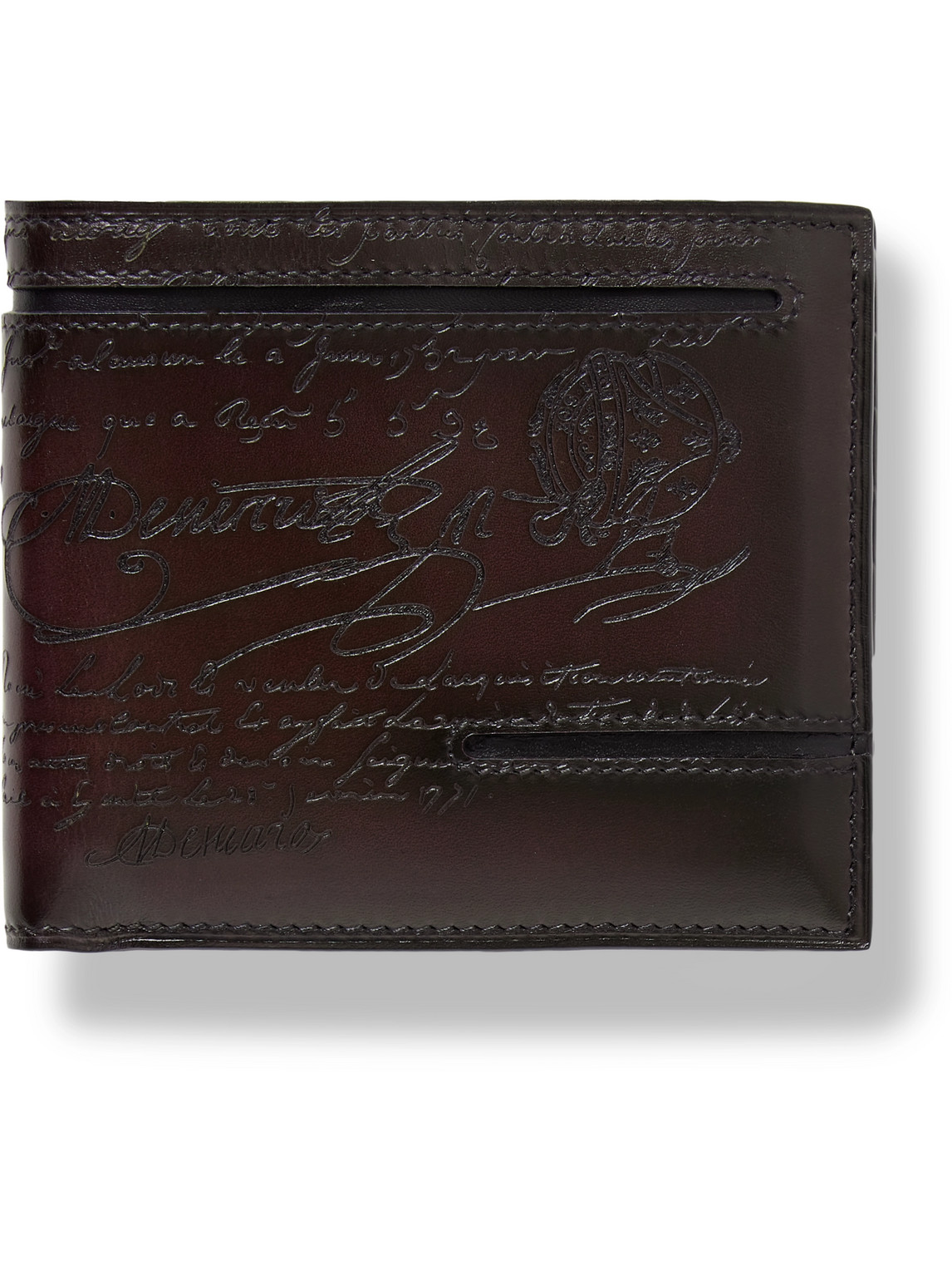 Berluti Makore Neo Taglio Scritto Venezia Leather Billfold Wallet In Brown