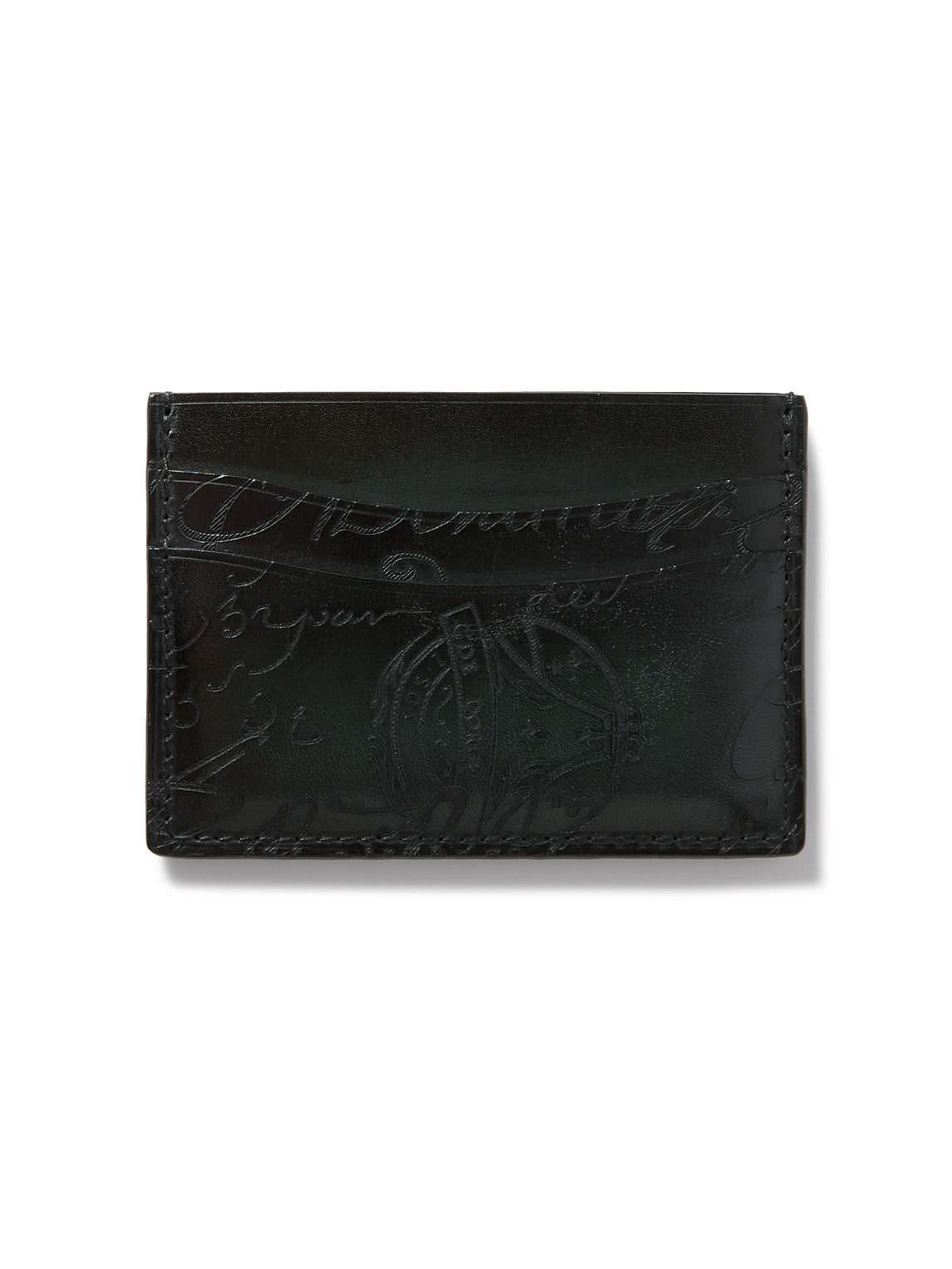 Berluti Bambou Scritto Venezia Leather Cardholder In Green