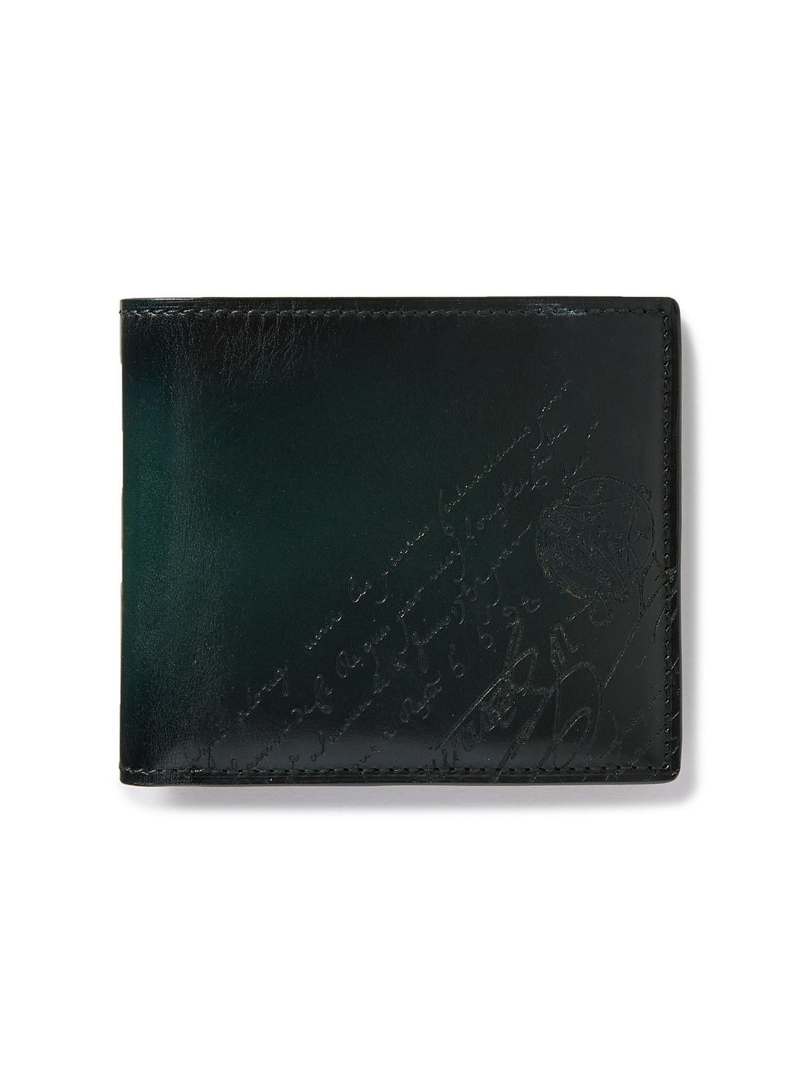 Berluti Makore Neo Scritto Venezia Leather Billfold Wallet In Green
