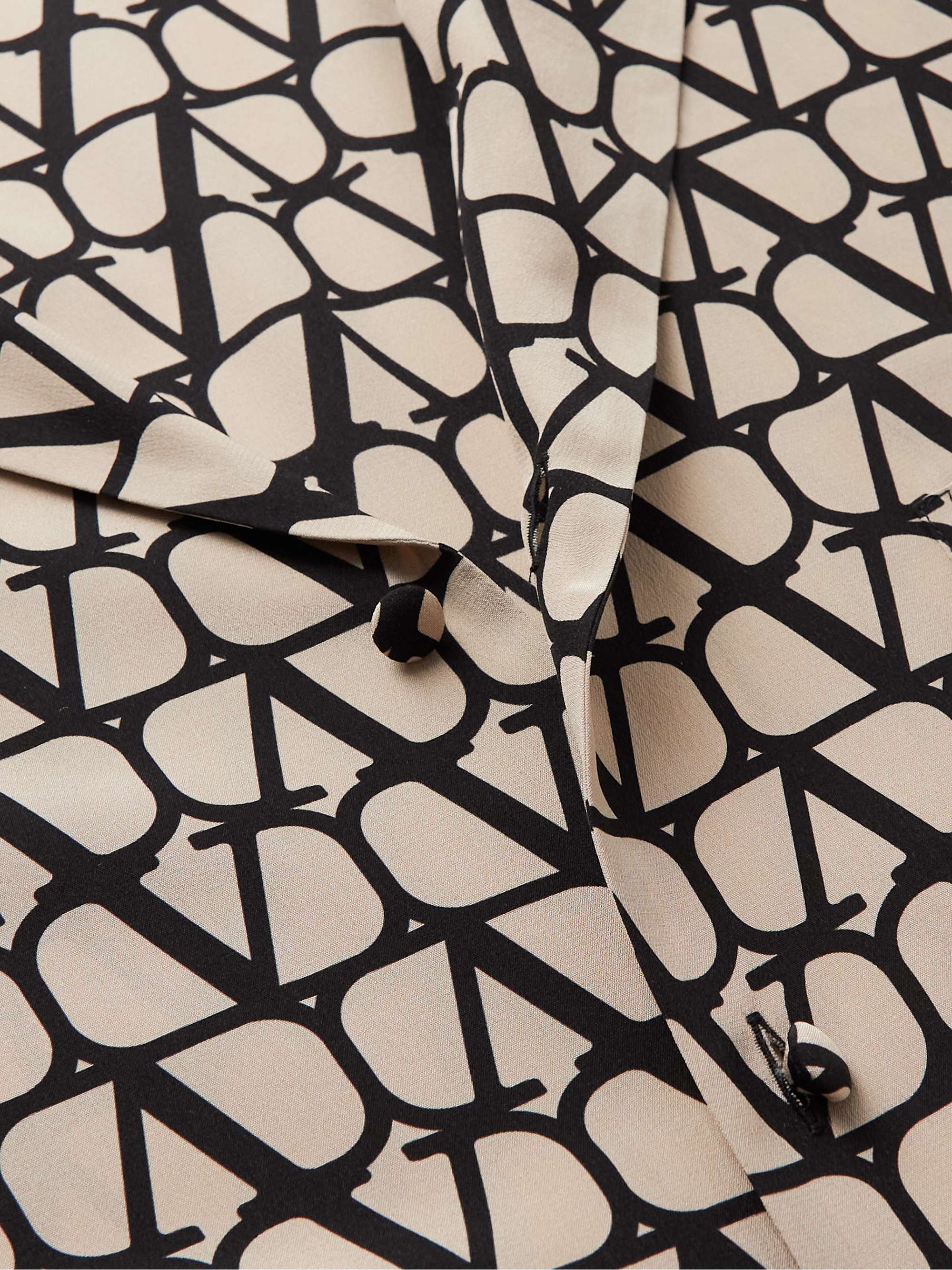 VALENTINO GARAVANI Camp-Collar Logo-Print Silk Crepe de Chine Shirt