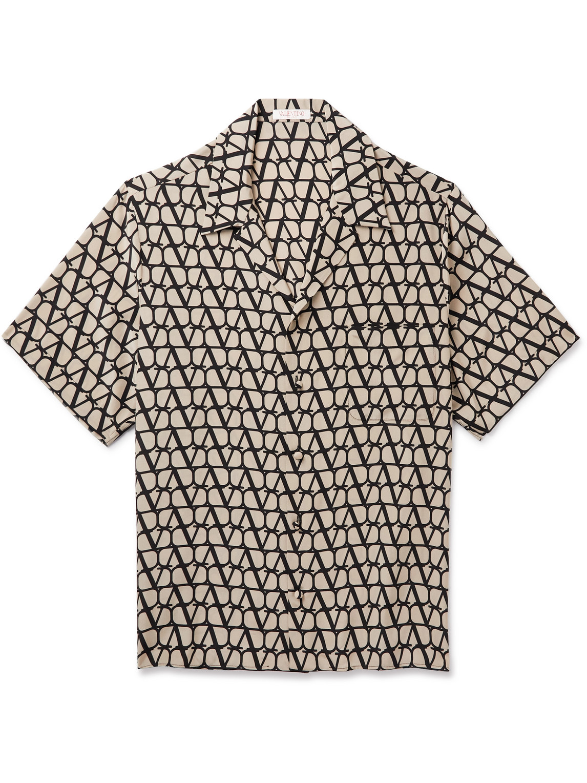 Valentino Logo-print Silk Crepe De Chine Shirt In Neutrals