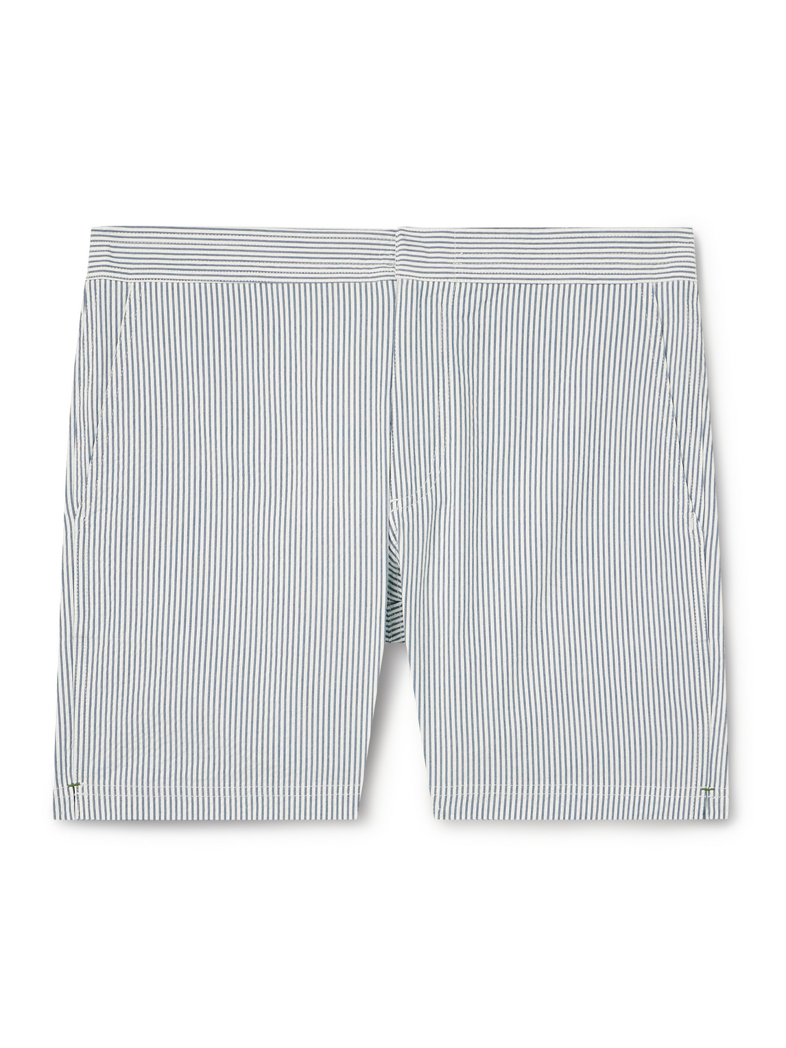 Straight-Leg Mid-Length Striped Swim Shorts