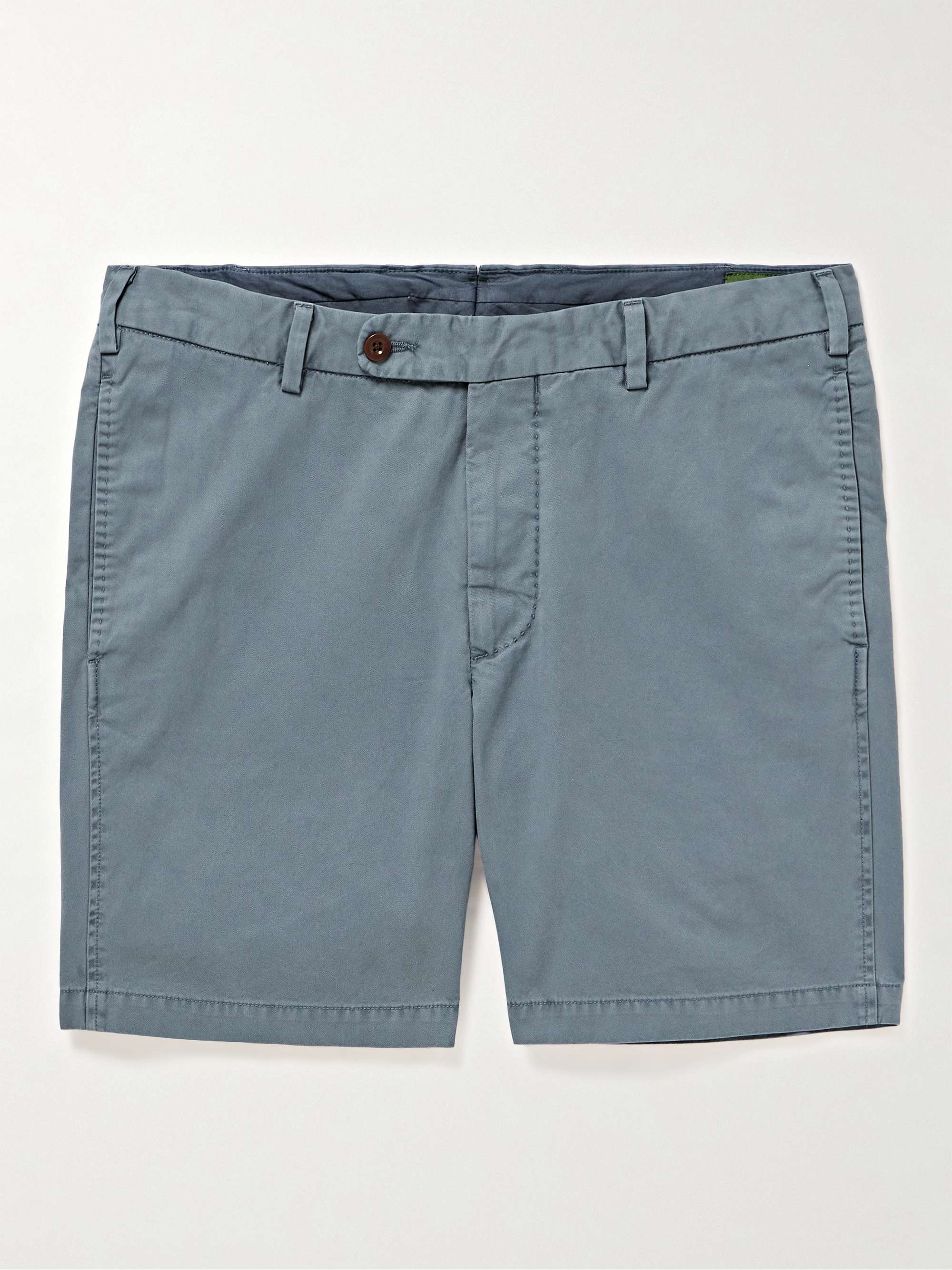 Blue Straight-Leg Garment-Dyed Cotton-Twill Shorts | SID MASHBURN | MR ...