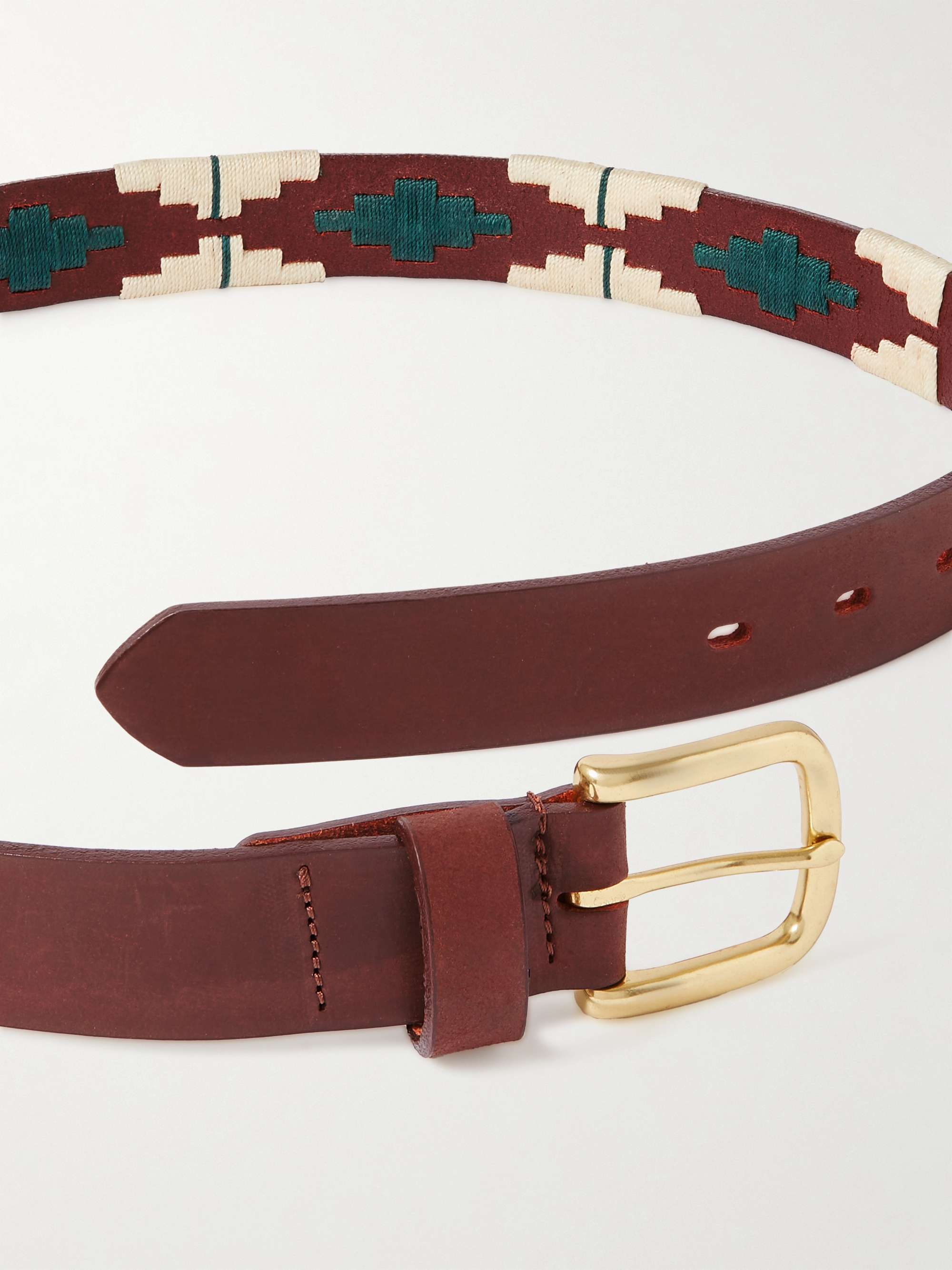 SID MASHBURN Polo 2.8cm Embroidered Leather Belt