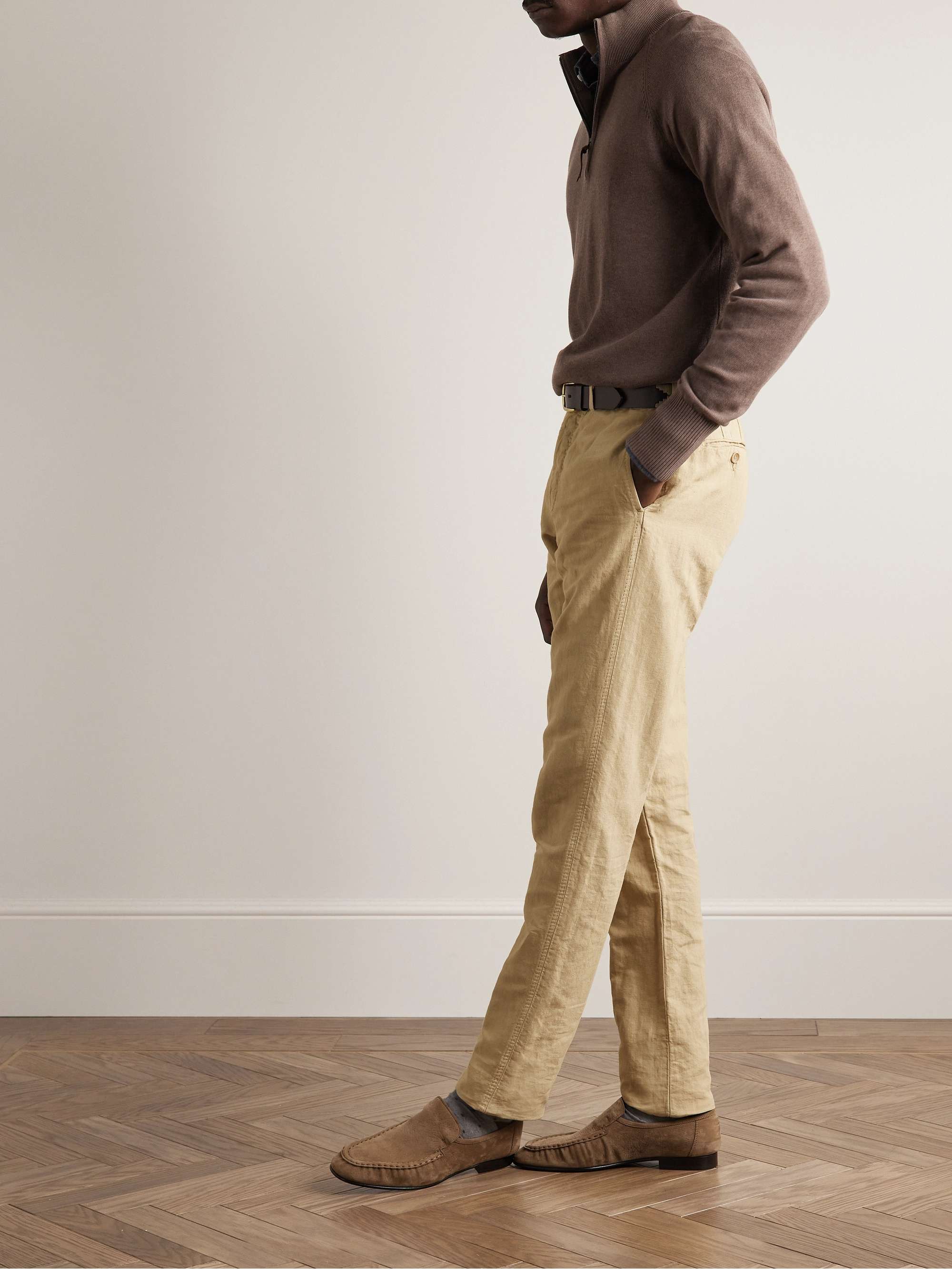 SID MASHBURN Slim-Fit Garment-Dyed Cotton-Canvas Suit Trousers for Men ...