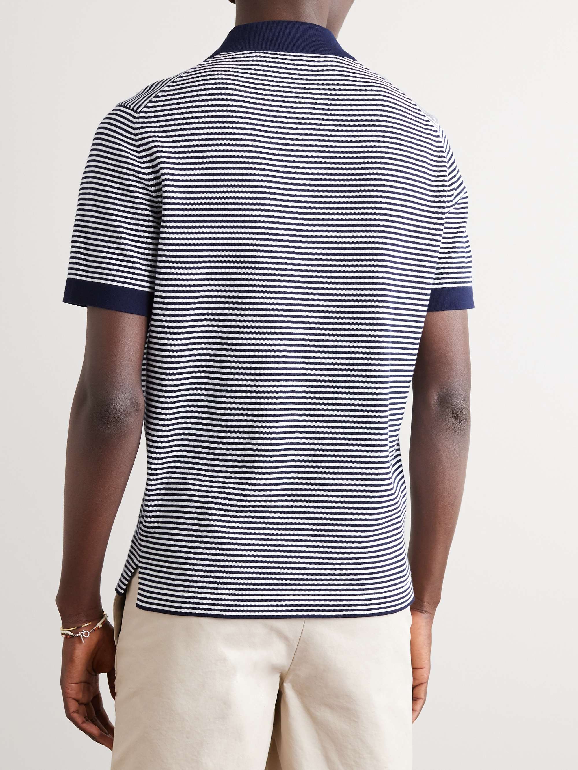 SID MASHBURN Striped Cotton Polo Shirt