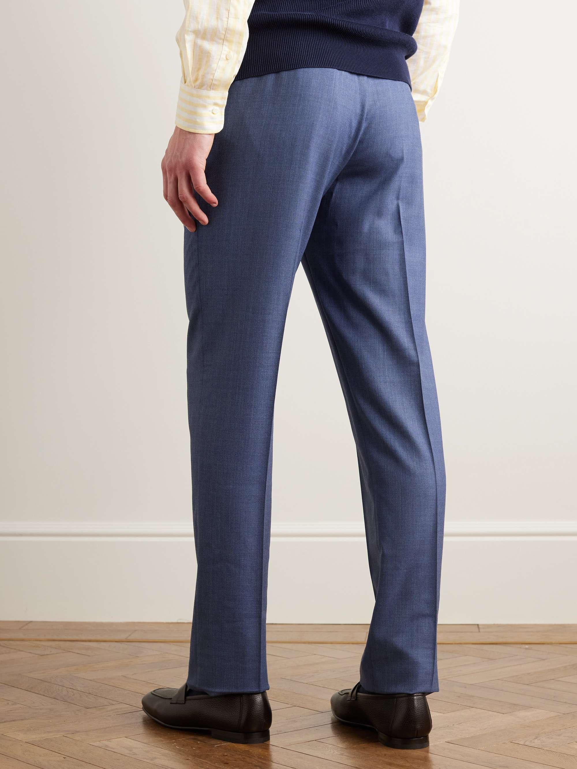 SID MASHBURN Slim-Fit Wool-Hopsack Trousers