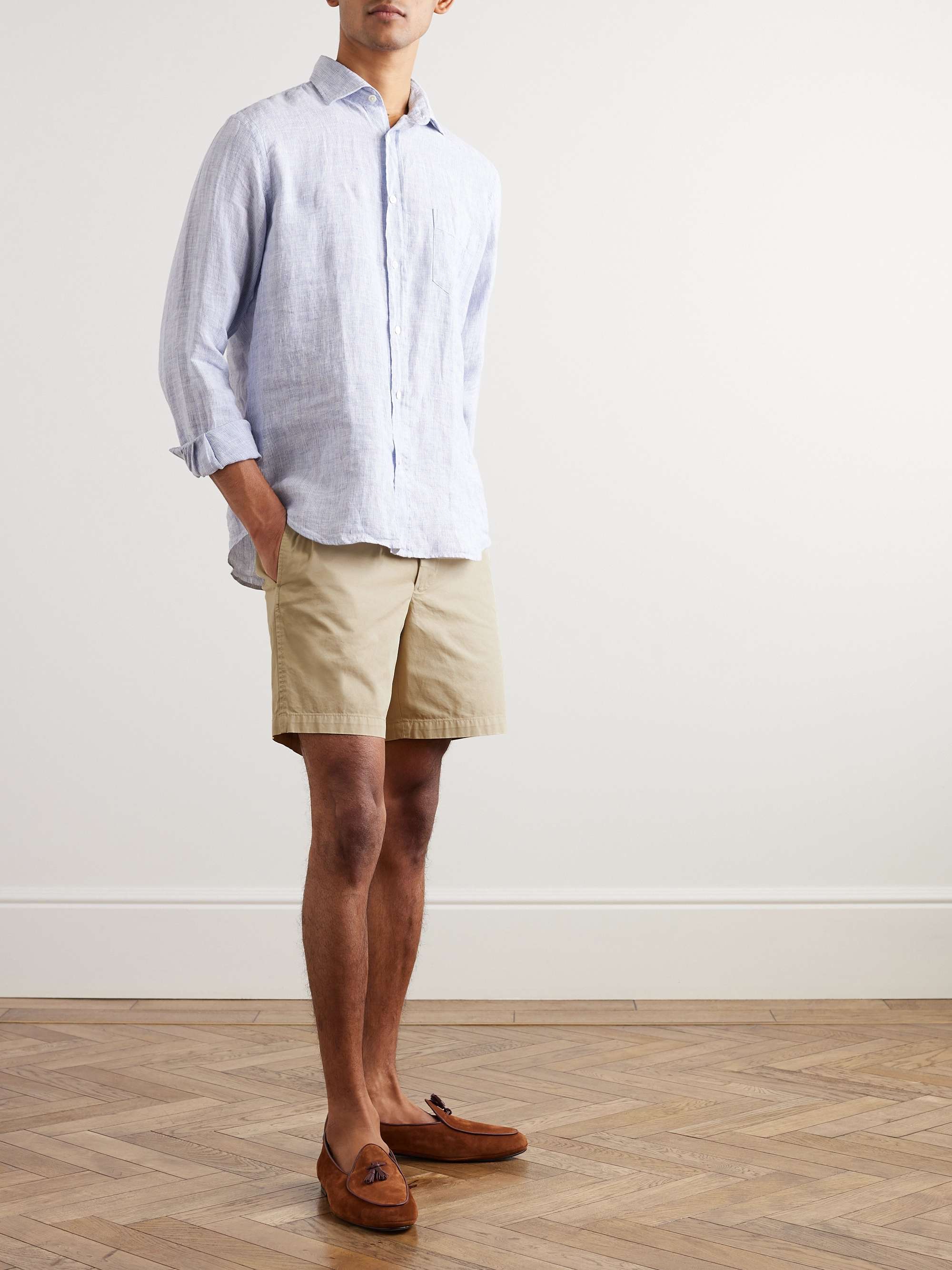 SID MASHBURN Straight-Leg Garment-Dyed Cotton-Twill Shorts
