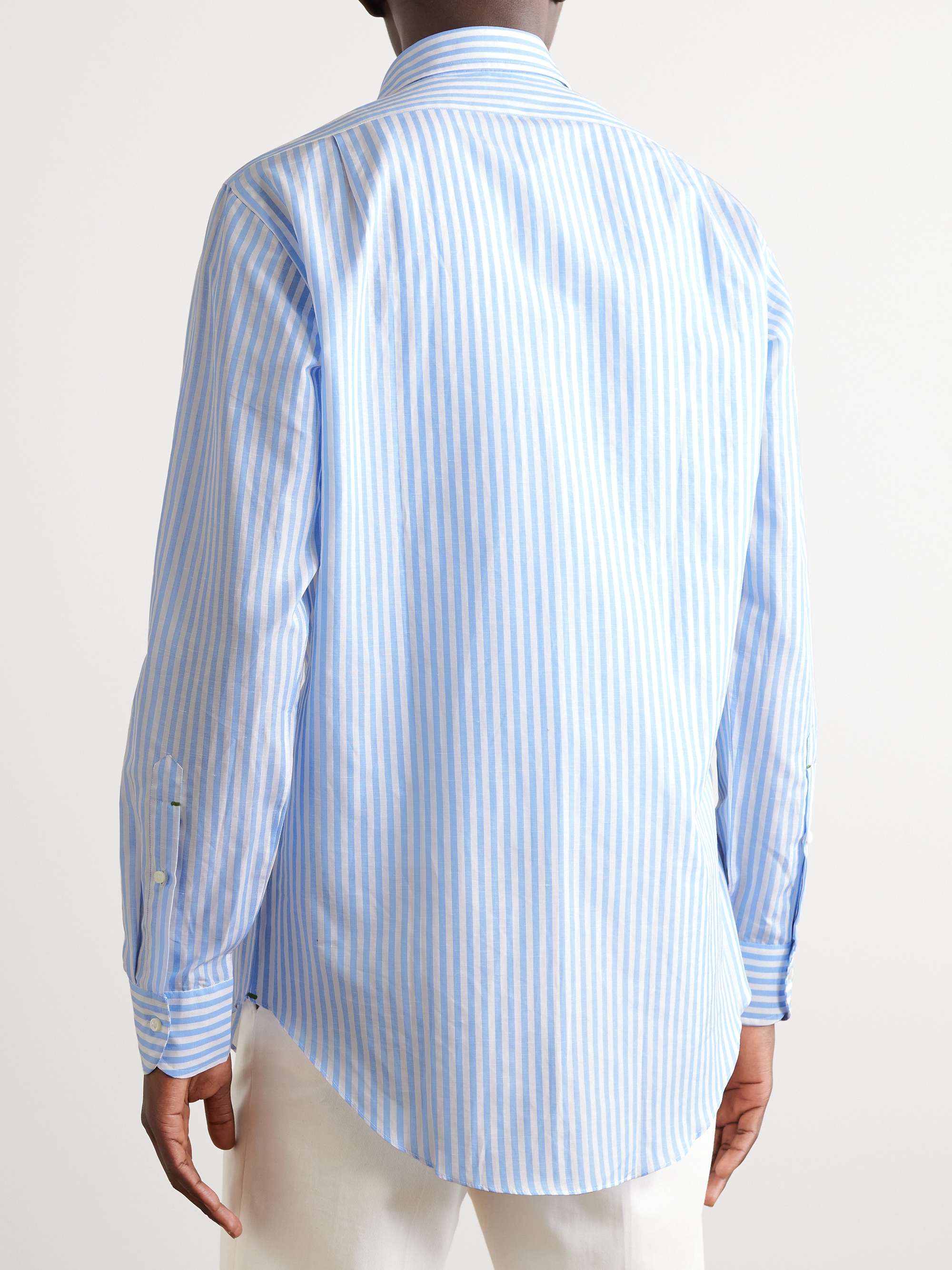 SID MASHBURN Otto Striped Cotton and Linen-Blend Shirt