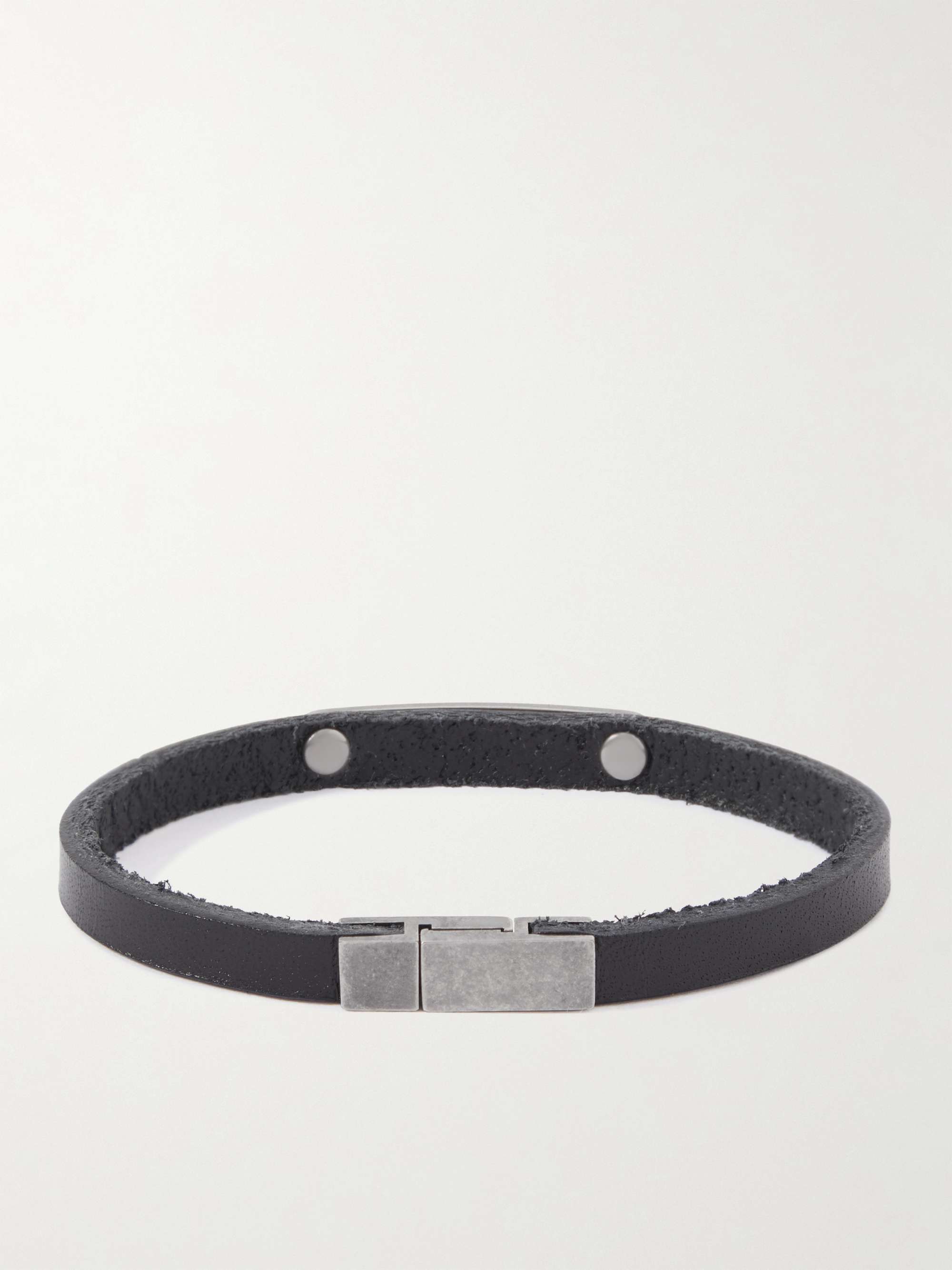 SAINT LAURENT Leather and Palladium Bracelet