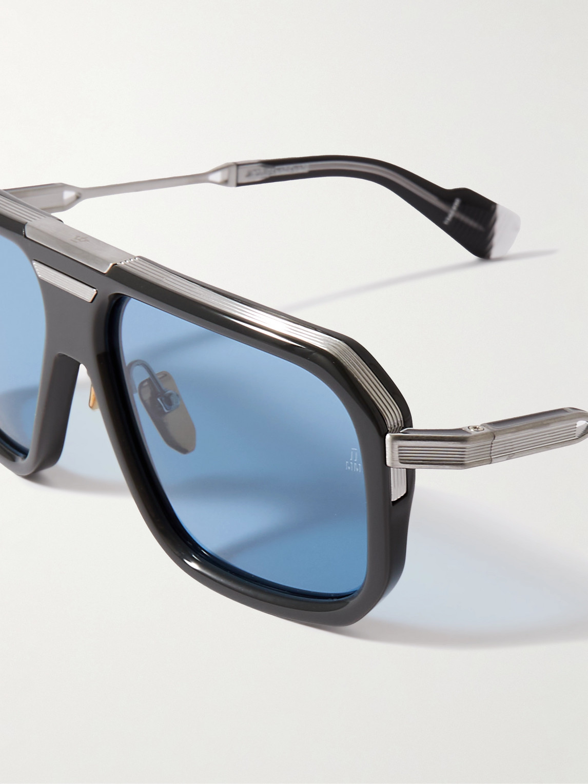 Shop Jacques Marie Mage Donohu Aviator-style Silver-tone And Acetate Sunglasses In Gray