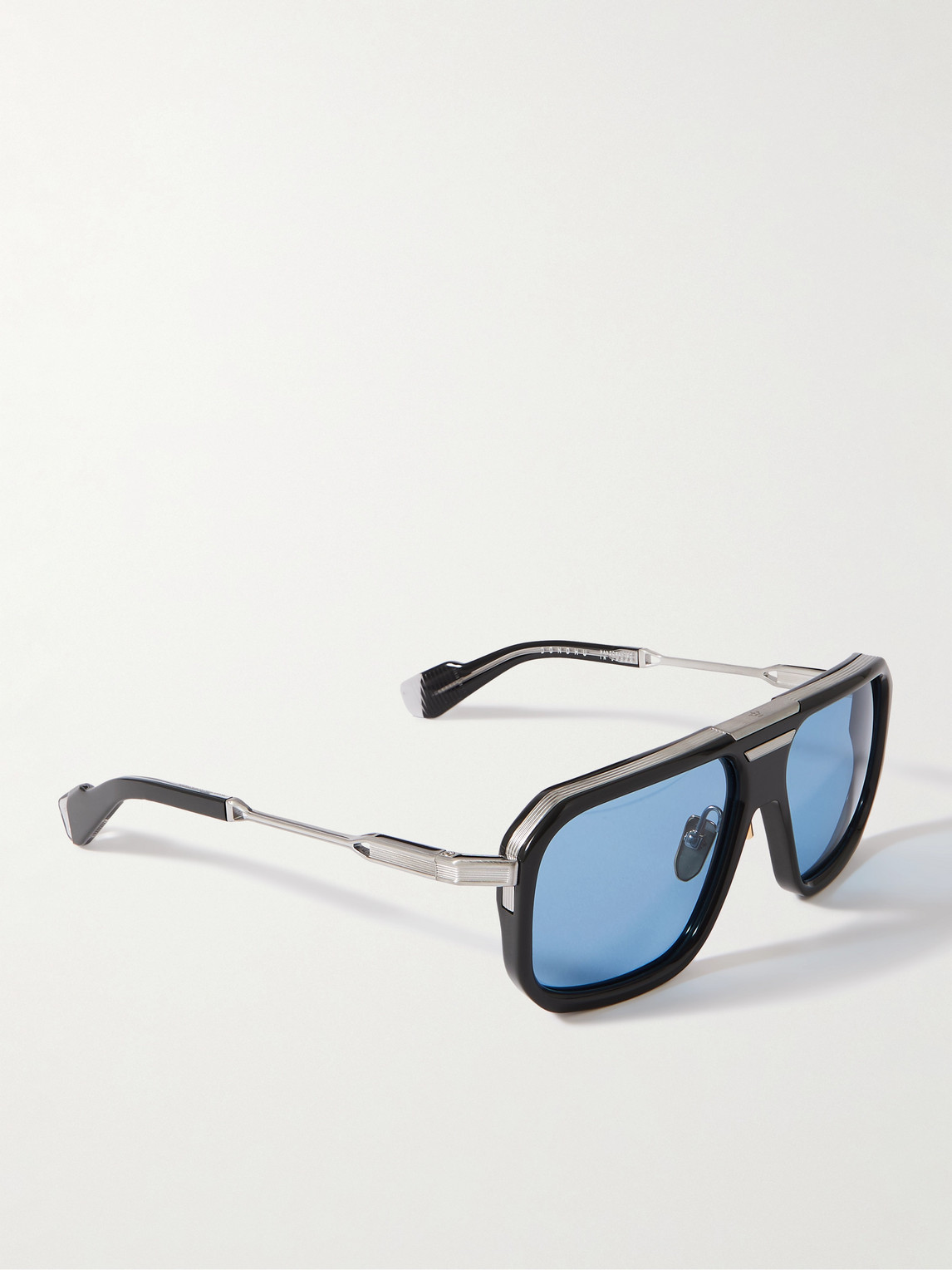 Shop Jacques Marie Mage Donohu Aviator-style Silver-tone And Acetate Sunglasses In Gray