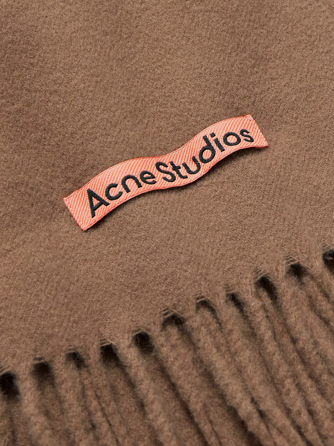 Shop Acne Studios Canada Fringed Wool Scarf In Brown