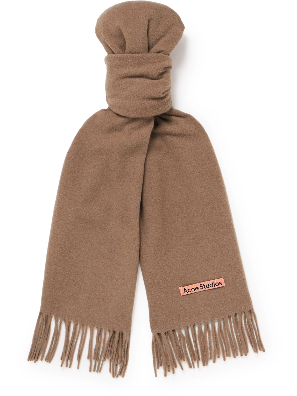 Acne Studios Canada Fringed Wool Scarf In Brown