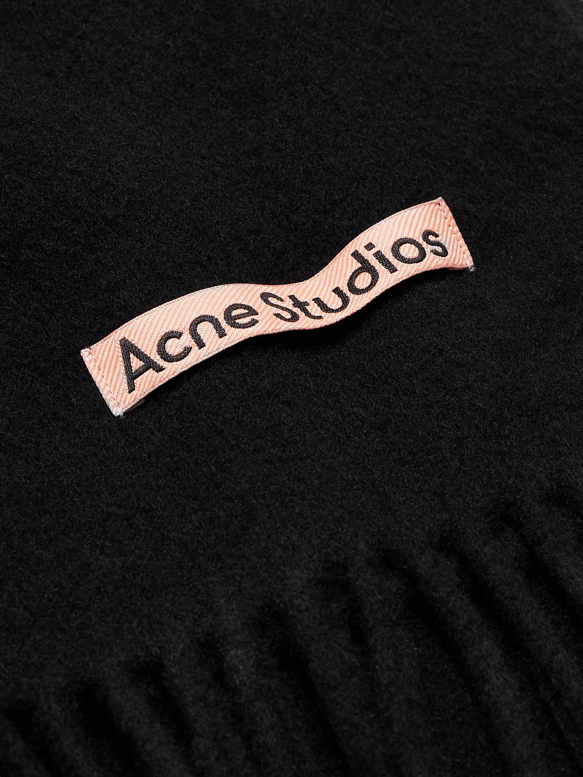 Shop Acne Studios Canada Fringed Wool Scarf In Black