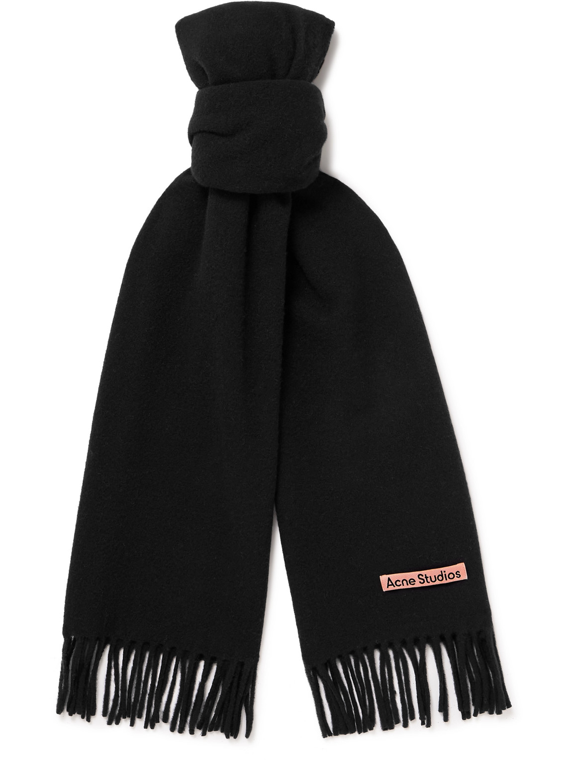 Acne Studios Canada Fringed Wool Scarf In Black