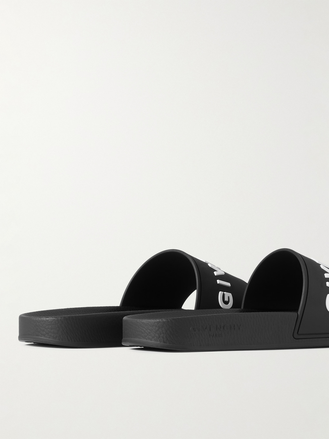 Shop Givenchy Logo-embossed Rubber Slides In Black