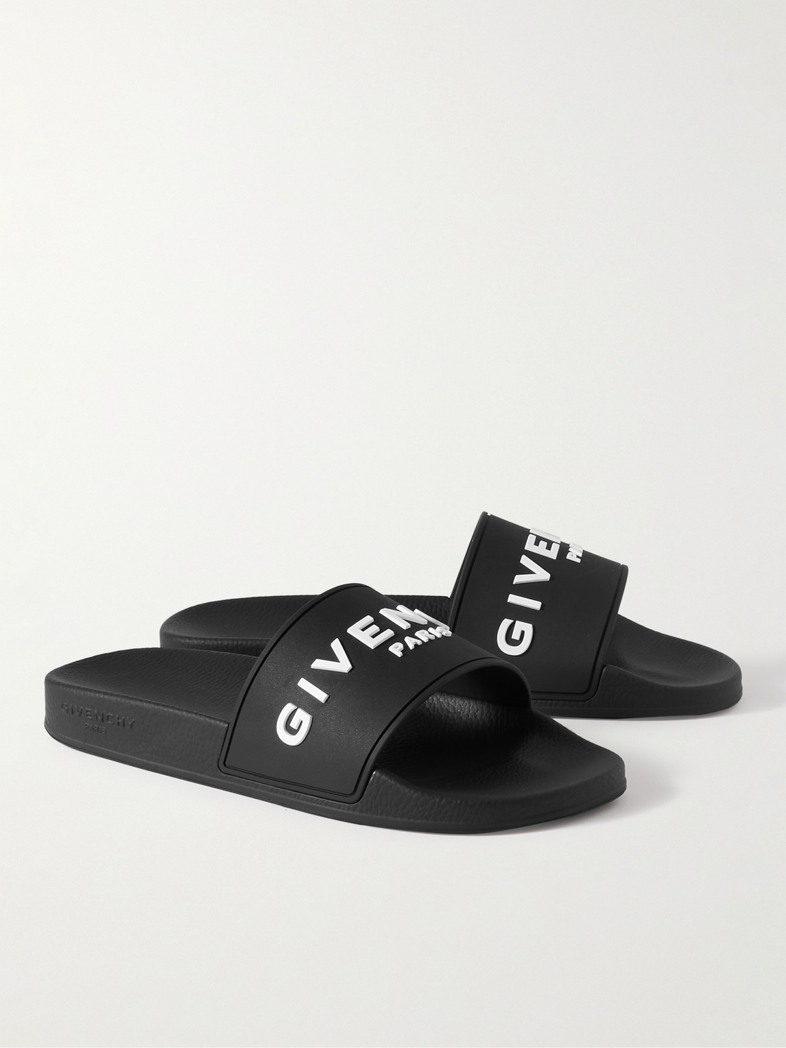 Shop Givenchy Logo-embossed Rubber Slides In Black