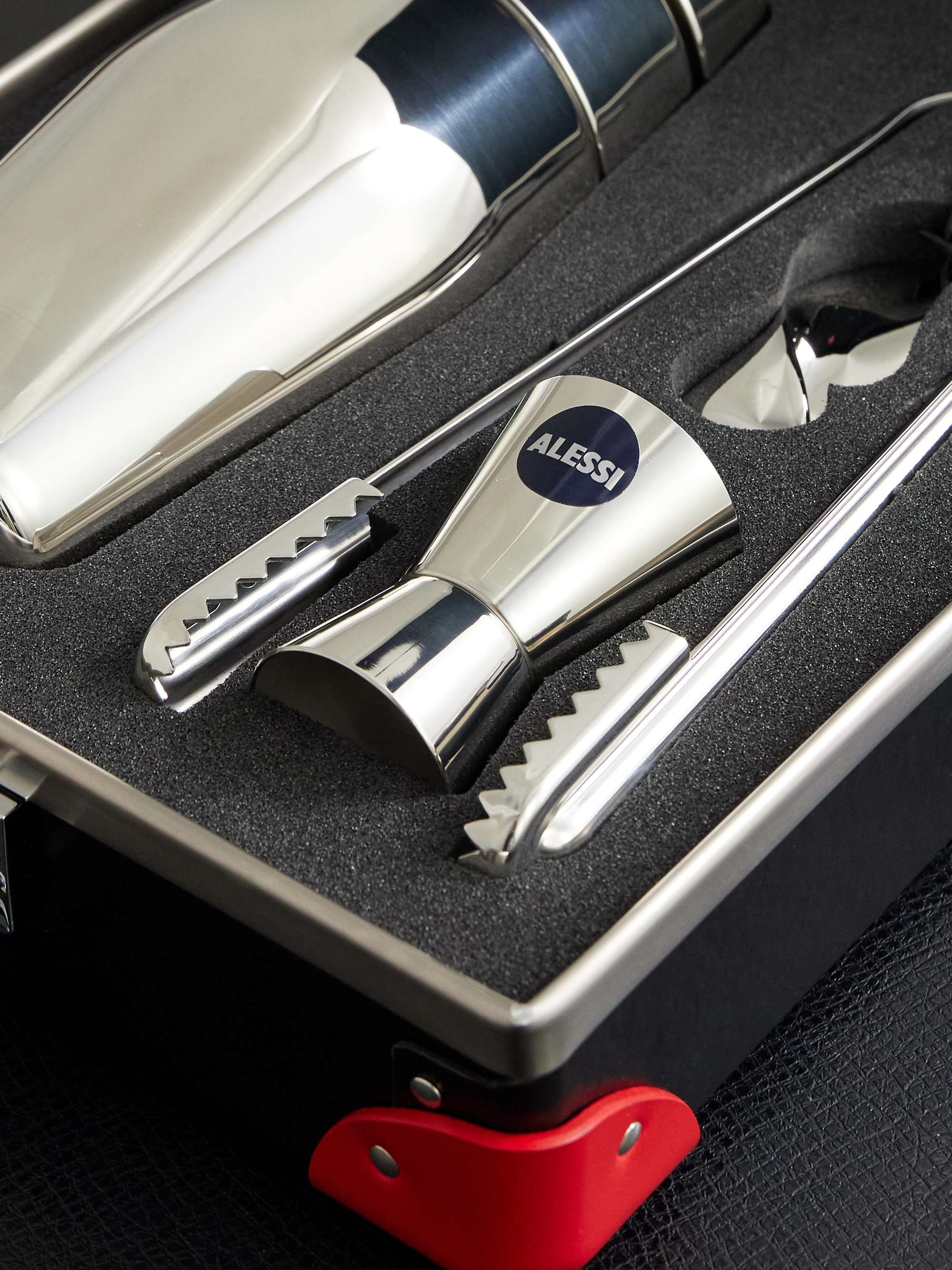GLOBE-TROTTER + Alessi Leather-Trimmed Stainless Steel Cocktail Set